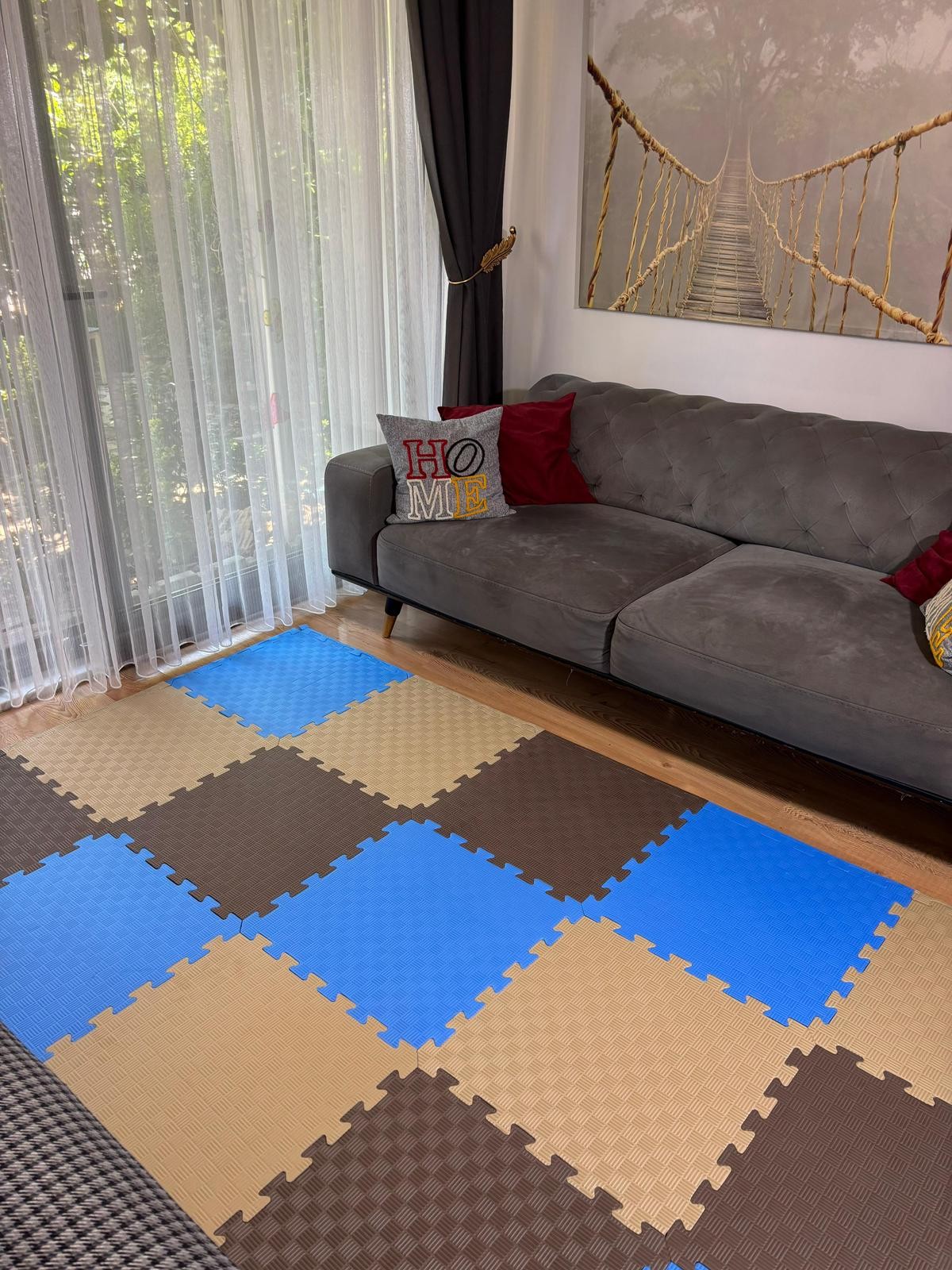 tatami zemin minderi 13mm 50x50 (15 adet fiyatıdır)-(3 eşit renk gönderilecektir) - acı kahve-mavi-bej