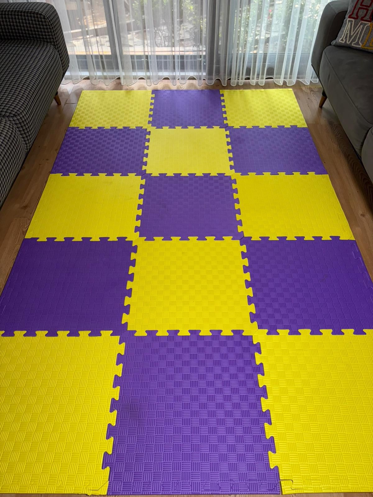 tatami zemin minderi 13mm 50x50 (15 adet fiyatıdır)-(2 eşit renk gönderilecektir) - mor-sarı