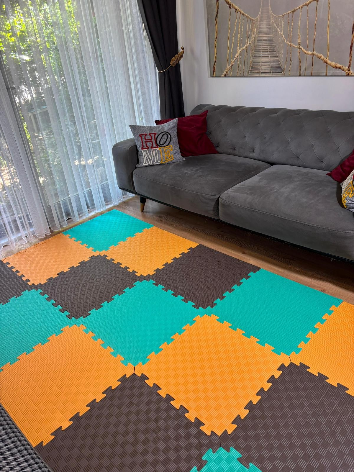tatami zemin minderi 13mm 50x50 (15 adet fiyatıdır)-(3 eşit renk gönderilecektir) - acı kahve-su yeşili-turuncu