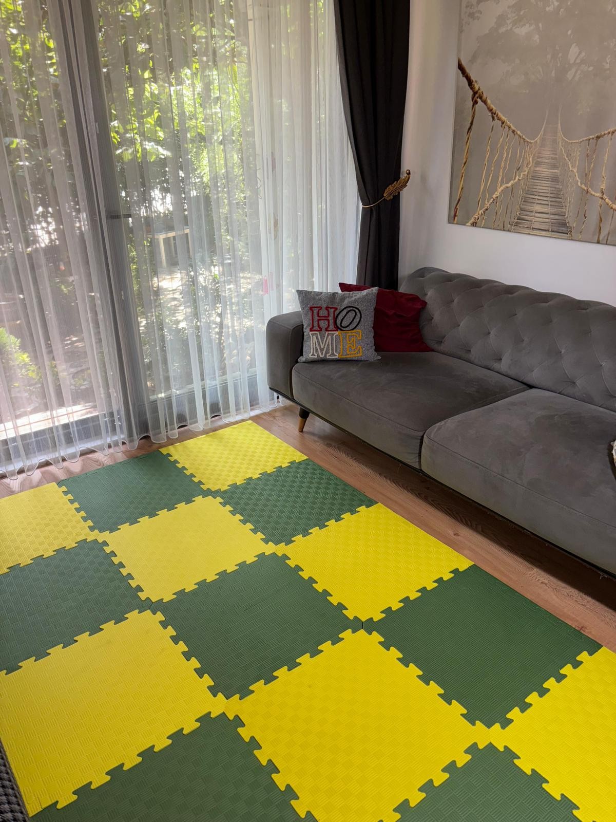 tatami zemin minderi 13mm 50x50 (15 adet fiyatıdır)-(2 eşit renk gönderilecektir) - haki yeşili-sarı