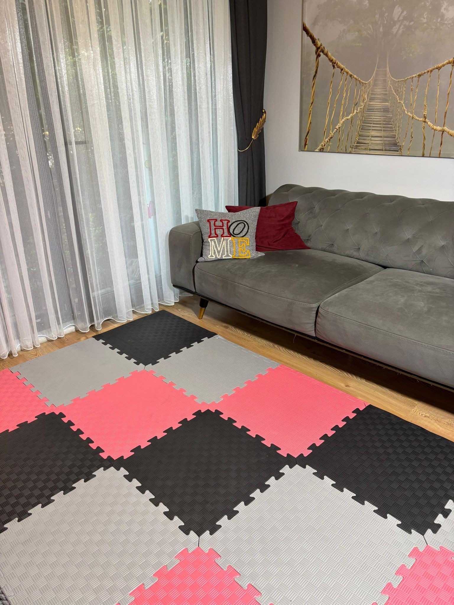 tatami zemin minderi 13mm 50x50 (15 adet fiyatıdır)-(3 eşit renk gönderilecektir) - fujya-gri-siyah