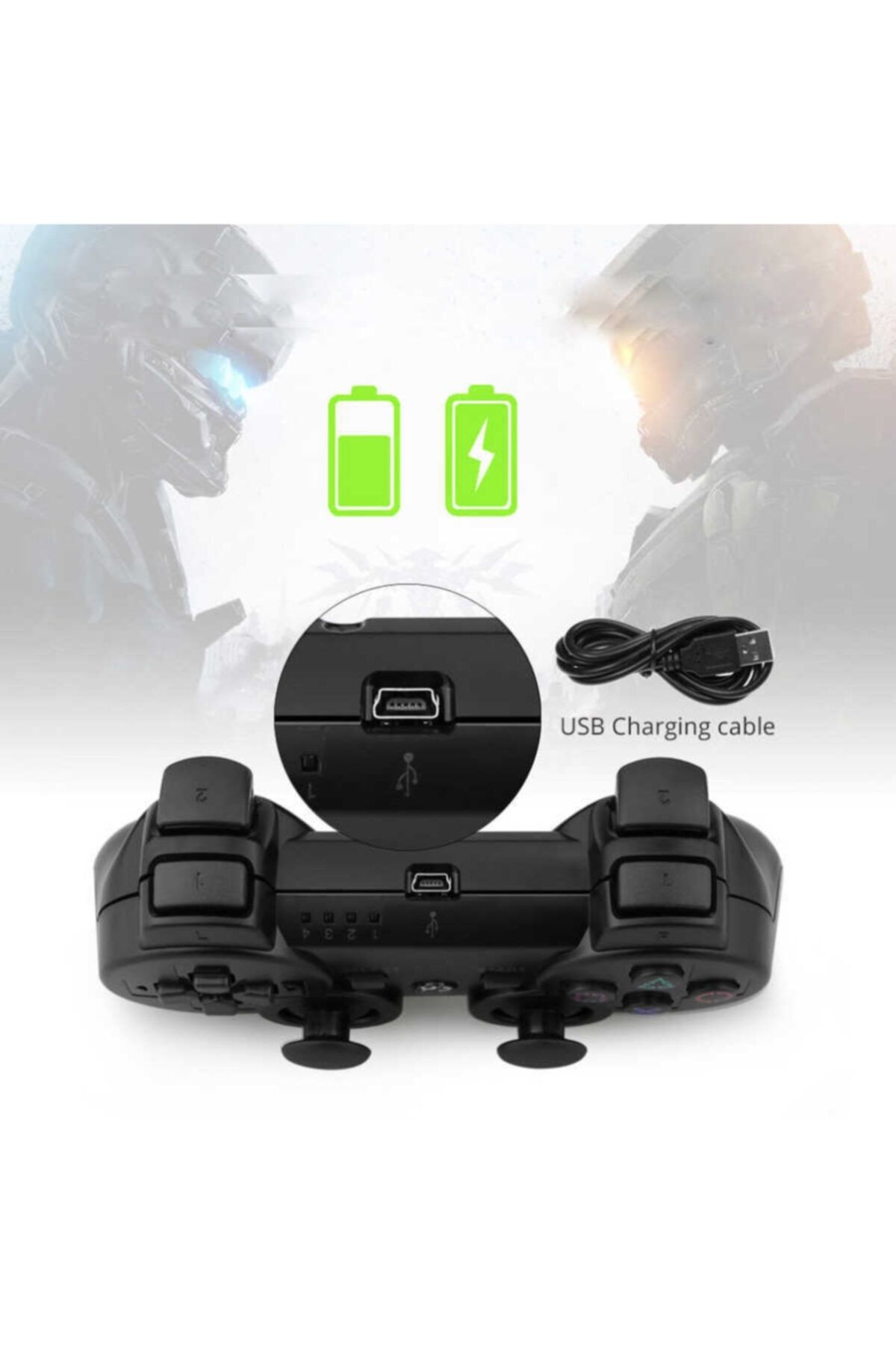 Playstation 3 Uyumsuz Kablosuz Bluetooth Kumanda Double-shock Oyun Kolu - KNA-107