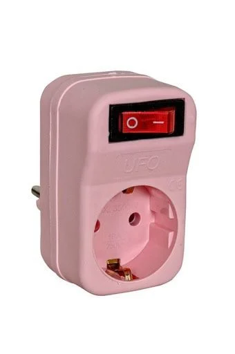UFO TEKLİ AKIM KORUMALI PRİZ PEMBE