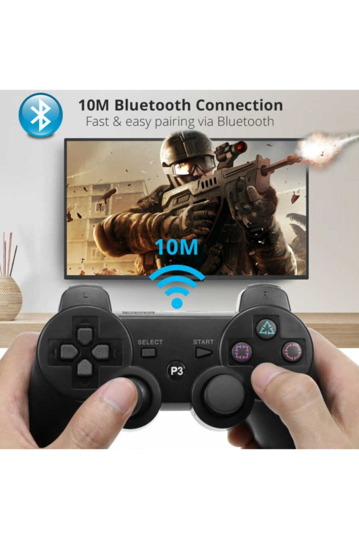 Playstation 3 Uyumsuz Kablosuz Bluetooth Kumanda Double-shock Oyun Kolu - KNA-107