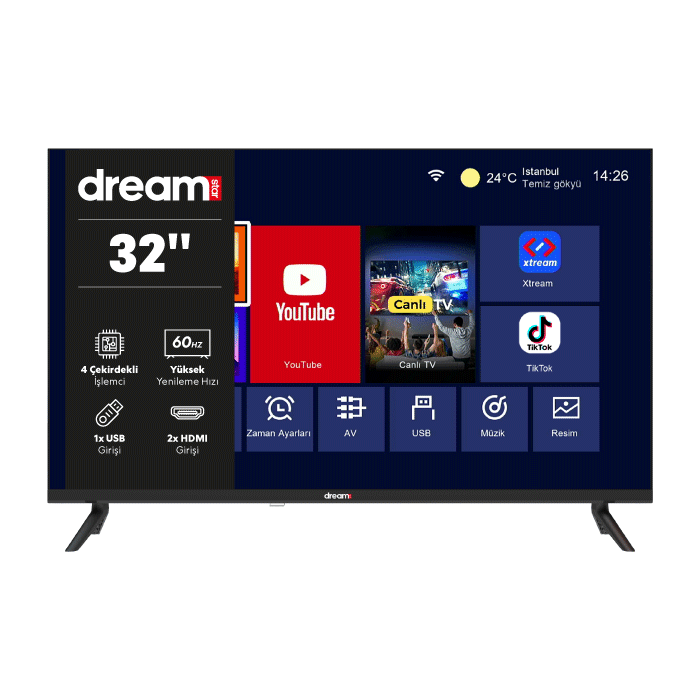 DREAMSTAR 32'' (82cm Ekran) Uydu Alıcılı Led Televizyon TKGS'li