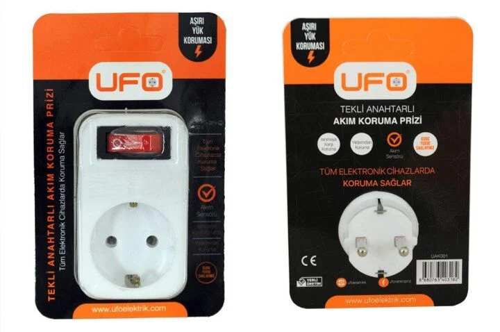 UFO TEKLİ AKIM KORUMALI PRİZ BEYAZ