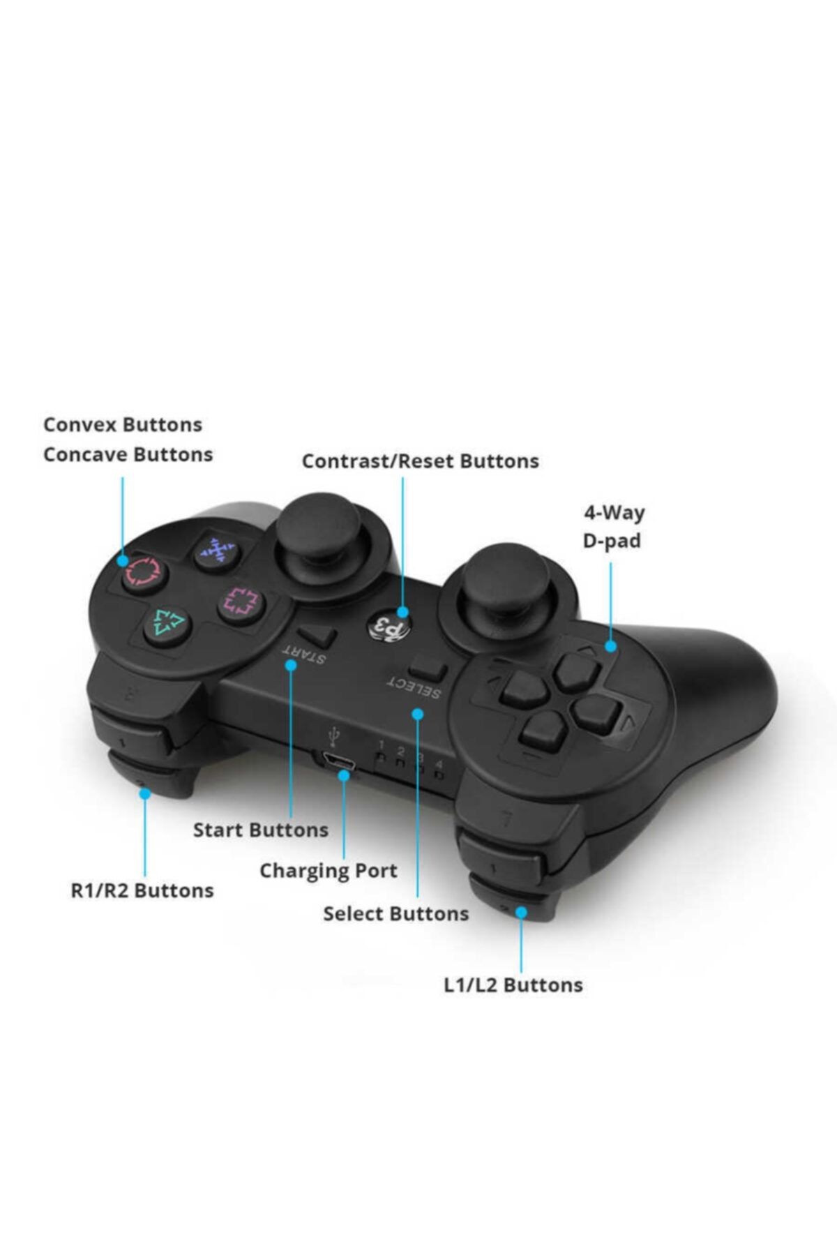 Playstation 3 Uyumsuz Kablosuz Bluetooth Kumanda Double-shock Oyun Kolu - KNA-107