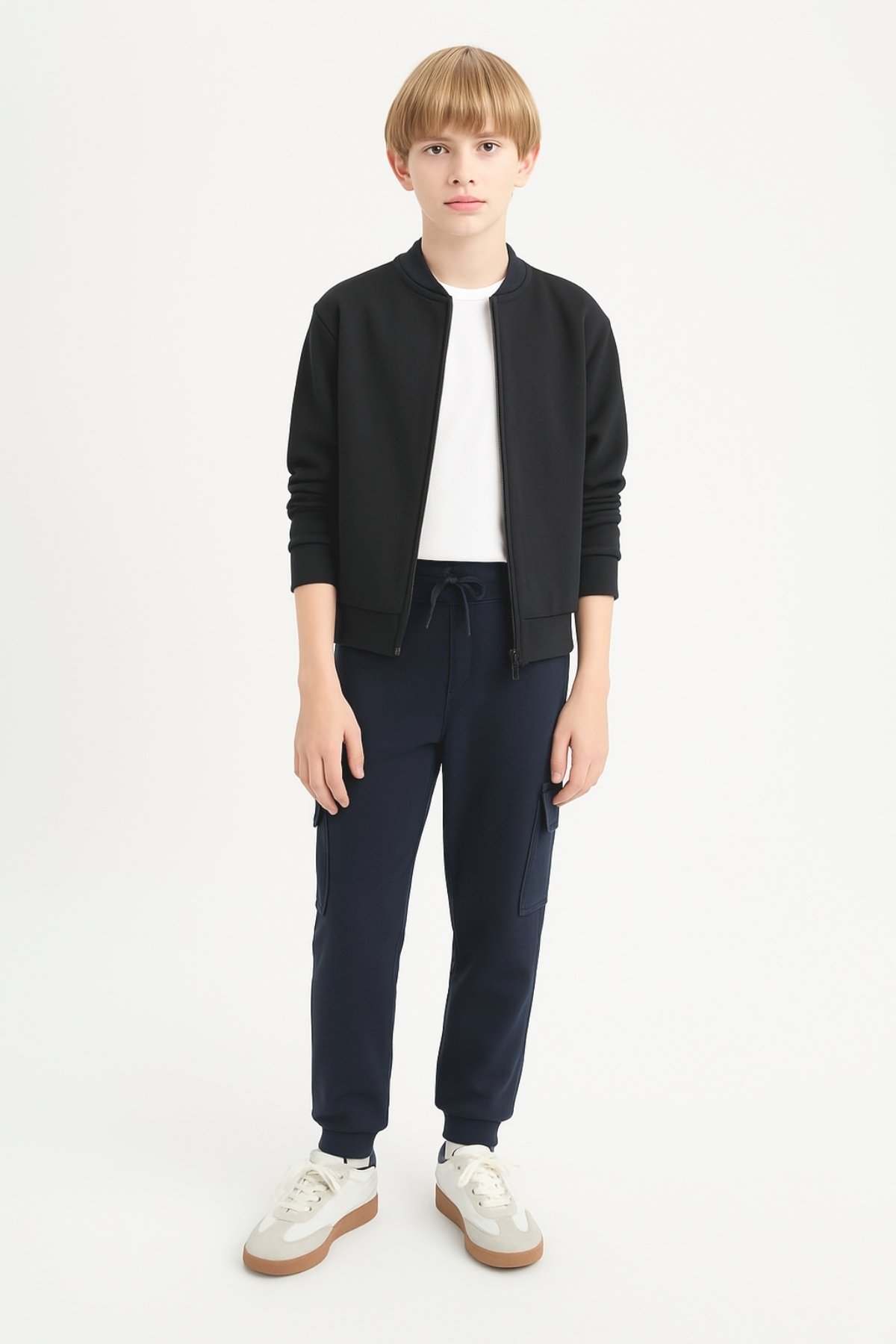 Erkek Çocuk Basic Kargo Cepli Jogger Paça Okul Eşofman Altı AK2322-1 - LACİVERT
