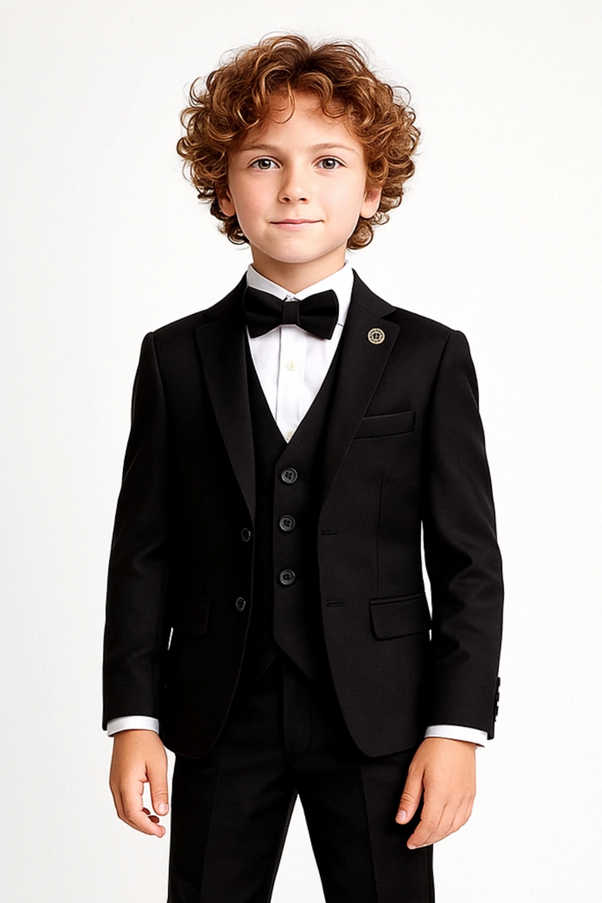 Erkek Çocuk Rozetli Papyonlu Ceketli 4’lü Set Takım Elbise Ak2840