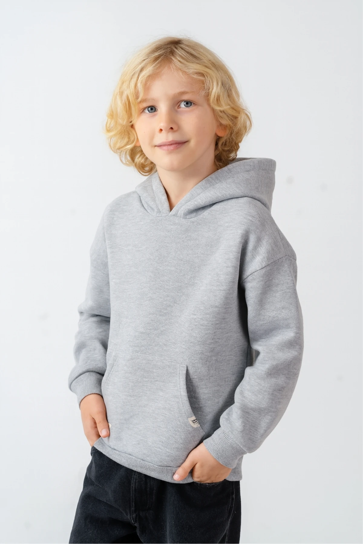 Erkek Çocuk Basic Kalın 3 İplik Kışlık Okul Sweat Ak5315 - Gri