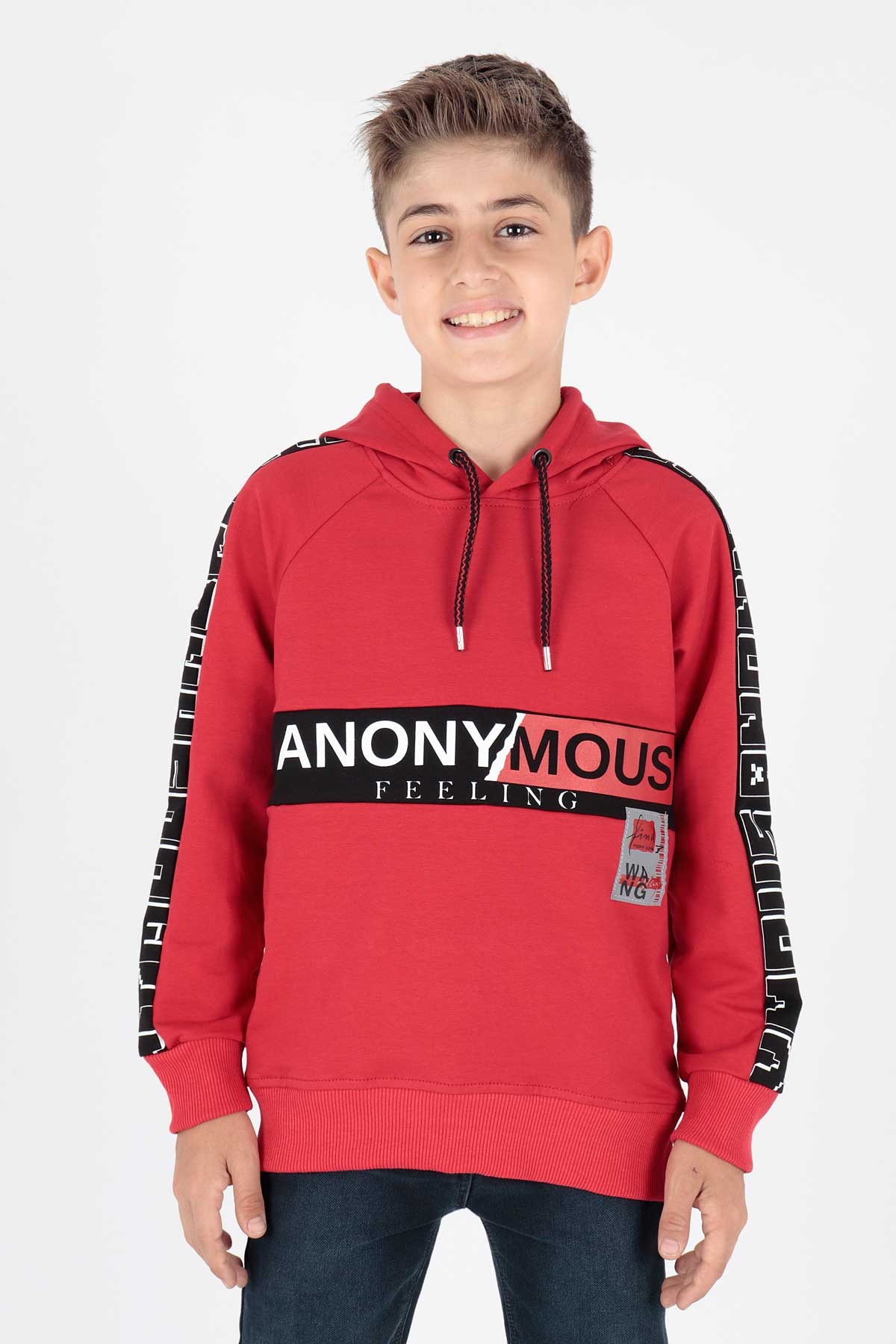 Ahenk Kids Erkek Çocuk Anonymous Baskılı Sweatshirt AK15177 - Kırmızı