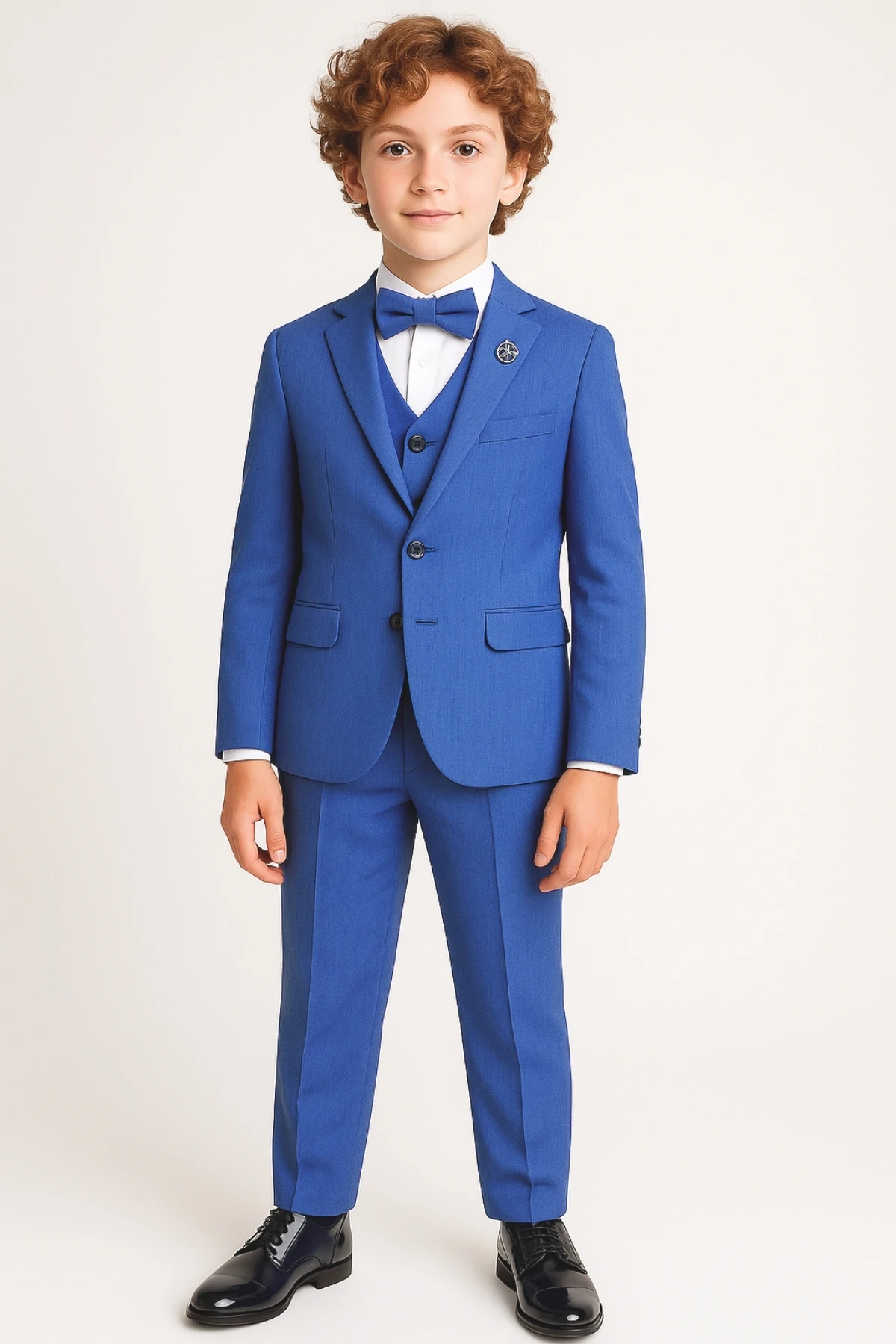 Erkek Çocuk Rozetli Papyonlu Ceketli 4’lü Set Takım Elbise Ak2840 - İNDİGO