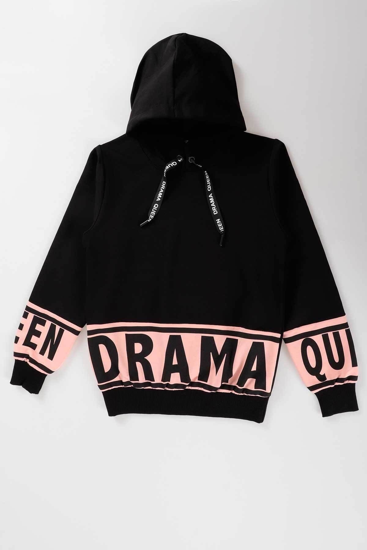 Kız Çocuk Drama Baskılı Kapüşonlu Sweatshirt Ak13433