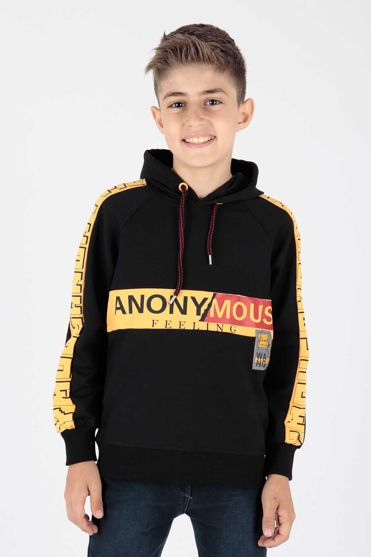 Ahenk Kids Erkek Çocuk Anonymous Baskılı Sweatshirt AK15177 - Siyah