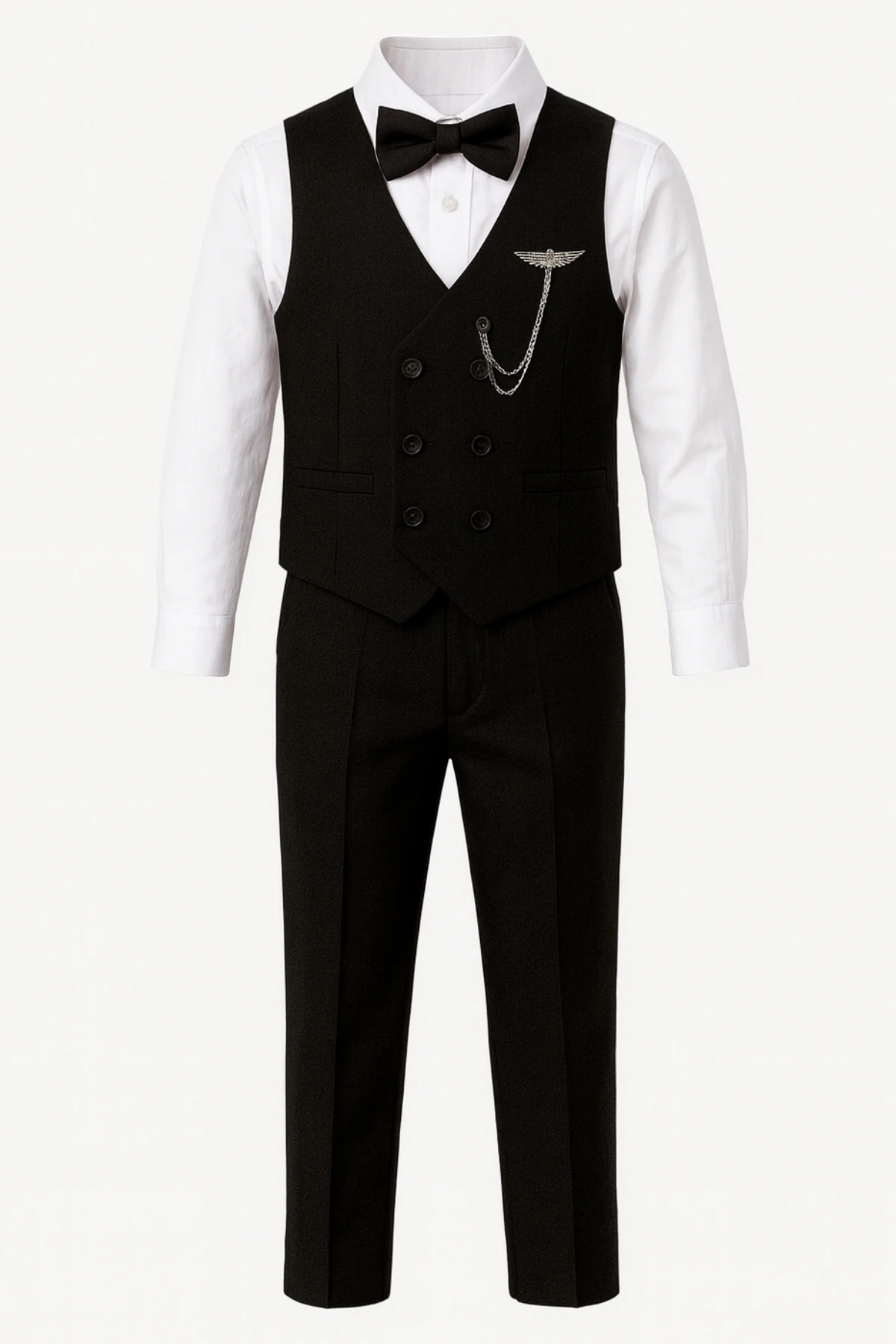 Erkek Çocuk Modern Kesim Papyonlu Yelekli 3’ lü Set Takım Elbise Ak5350