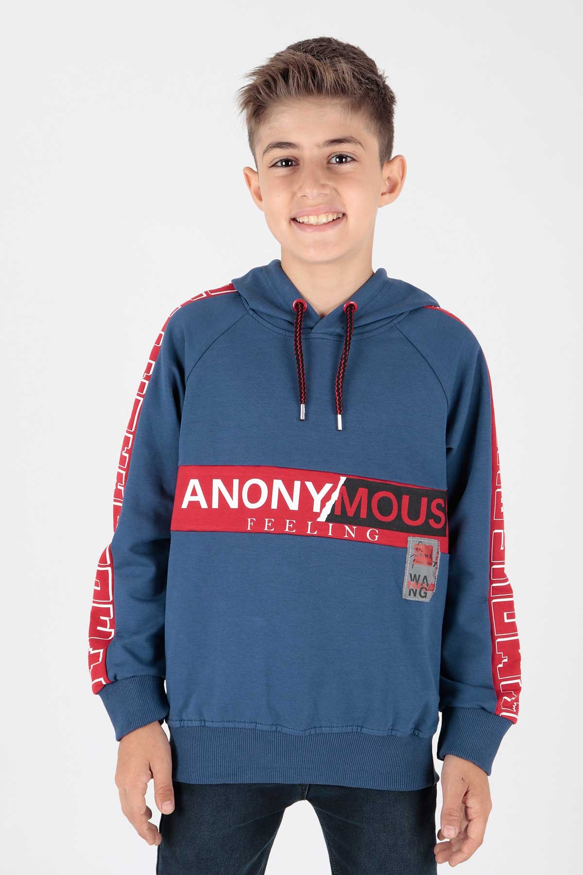 Ahenk Kids Erkek Çocuk Anonymous Baskılı Sweatshirt AK15177 - İNDİGO