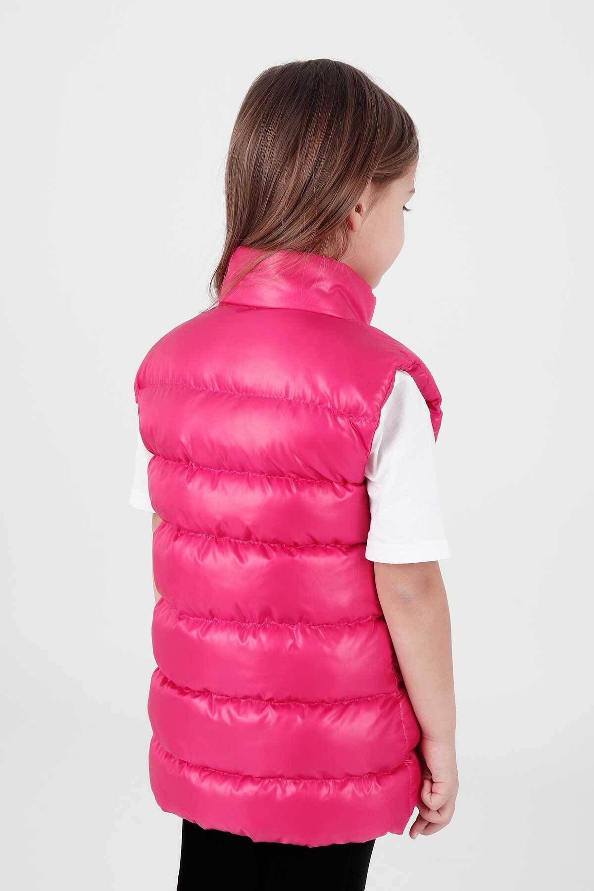 Kız Çocuk Nakışlı Trend Kapüşonsuz Desenli Şişme Yelek Ak216869