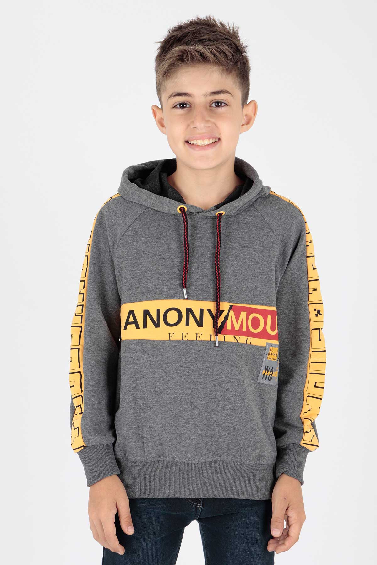 Ahenk Kids Erkek Çocuk Anonymous Baskılı Sweatshirt AK15177 - ANTRASİT