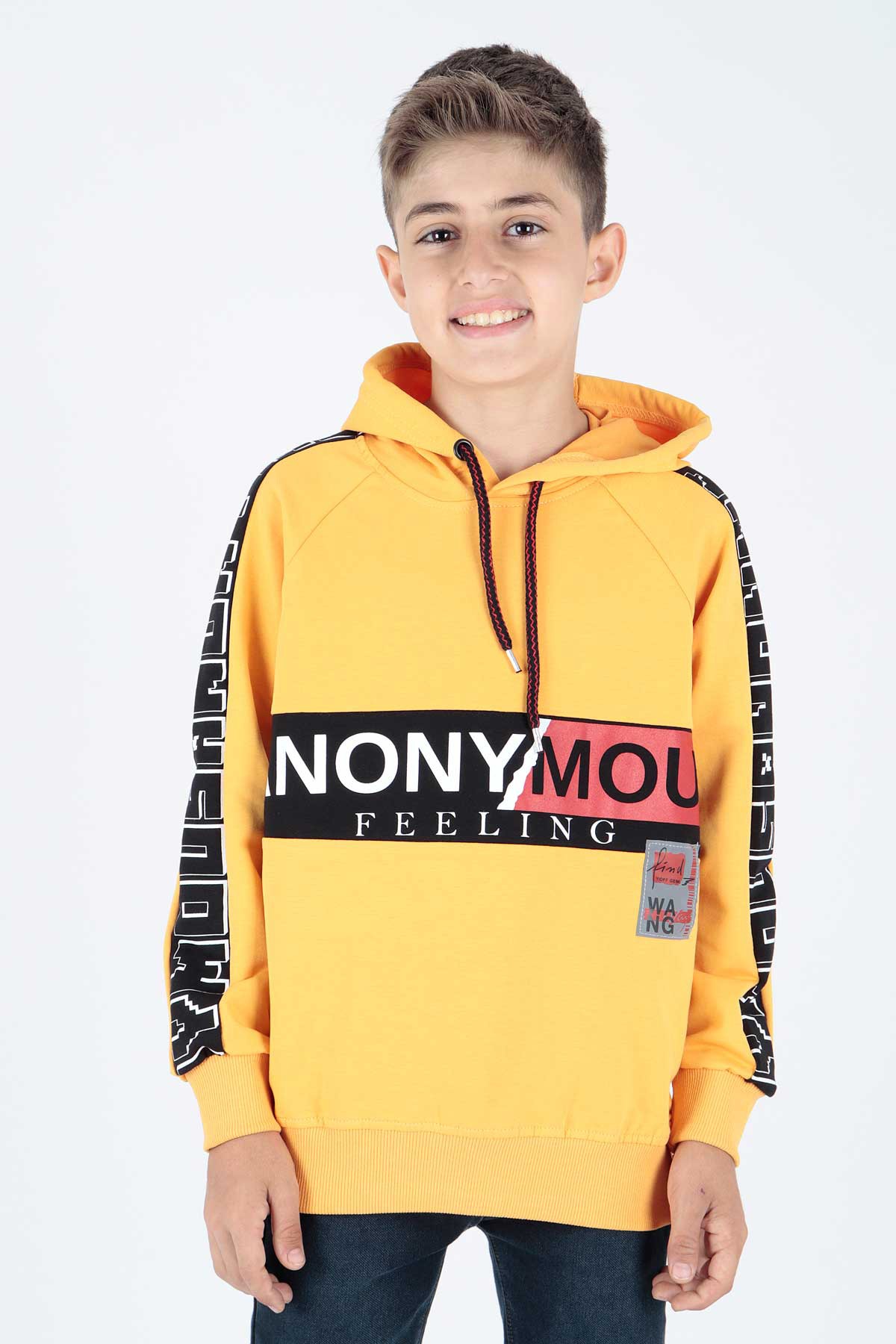 Ahenk Kids Erkek Çocuk Anonymous Baskılı Sweatshirt AK15177 - Sarı