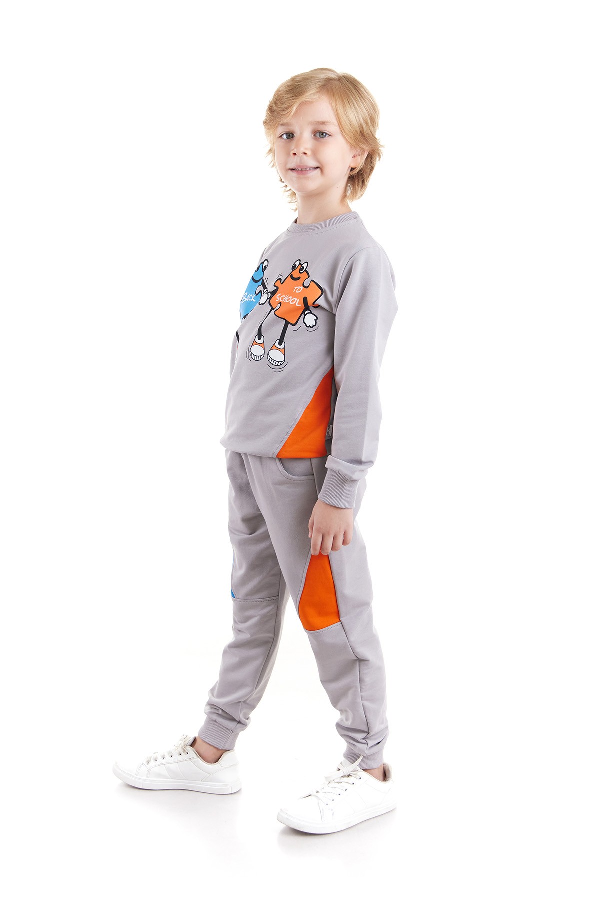 Erkek Çocuk Back To School Puzzle Baskılı Trend Eşofman Takımı AK2543