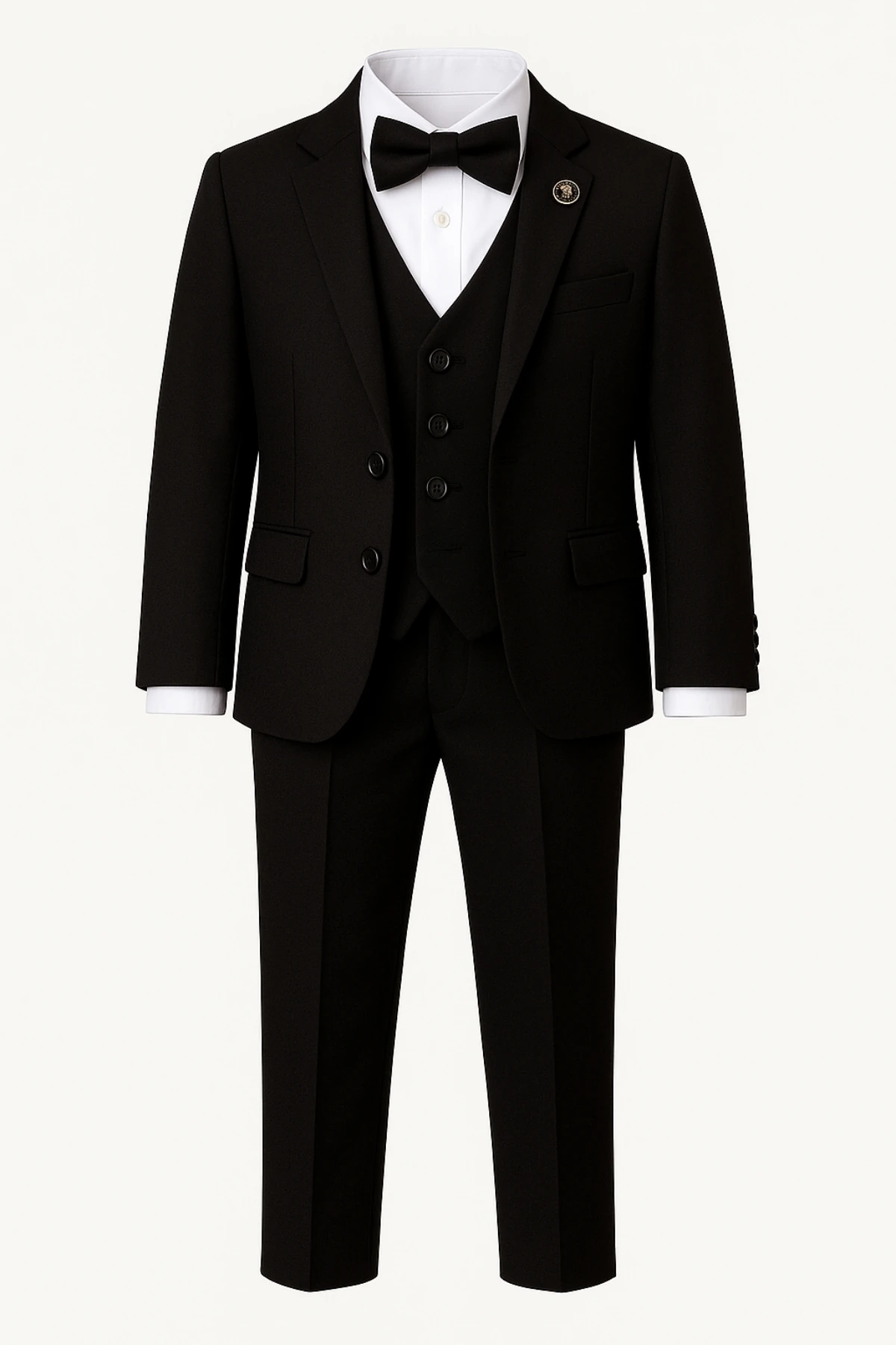 Erkek Çocuk Rozetli Papyonlu Ceketli 4’lü Set Takım Elbise Ak2840