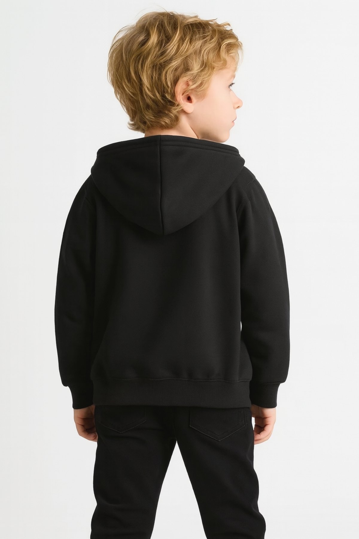 Kız - Erkek Çocuk Basic Fermuarlı Kalın 3 İplik Kışlık Okul Sweat Ak1815
