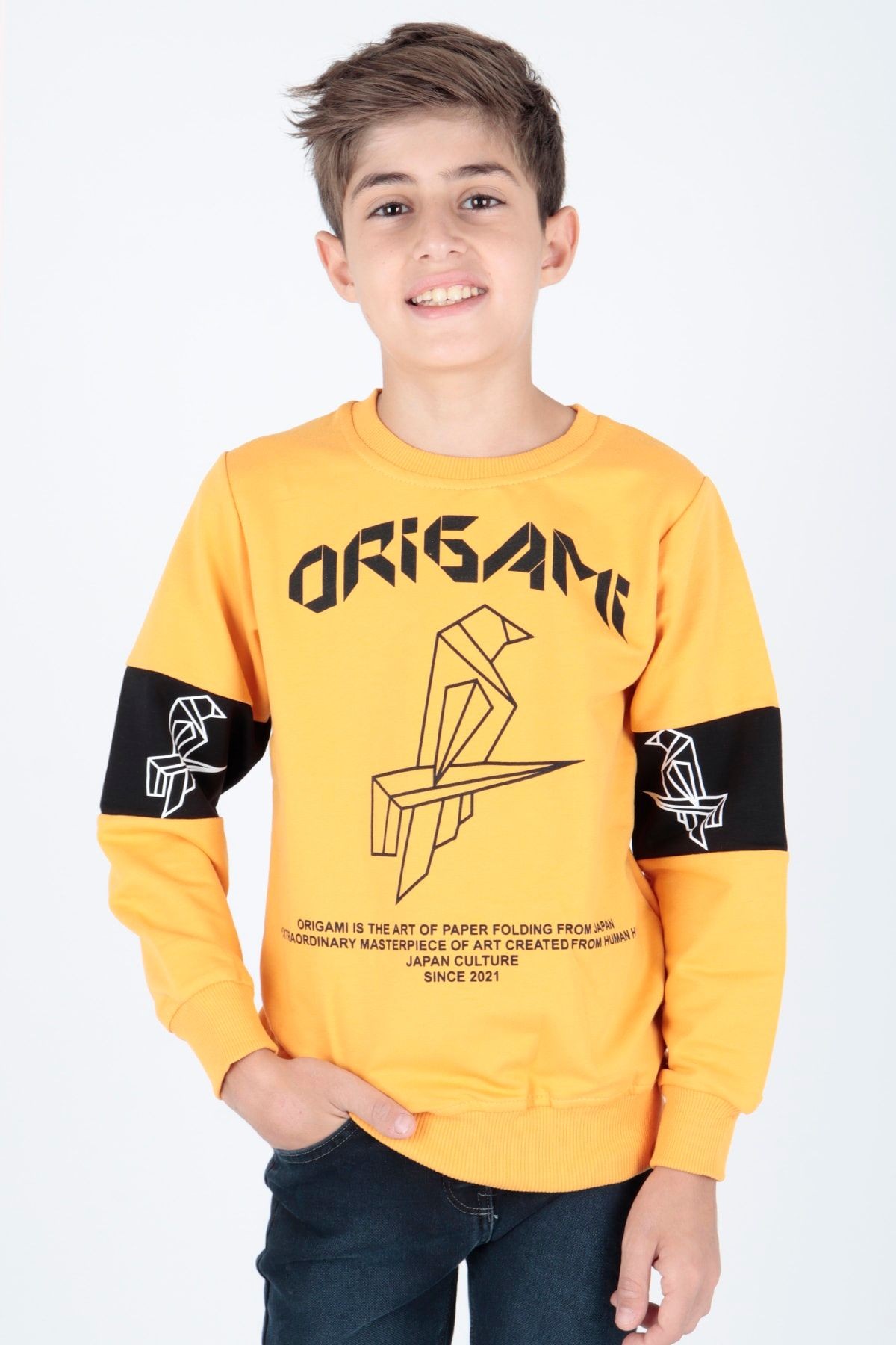 Ahenk Kids Origami Baskılı Erkek Sweat AK15160 - HARDAL