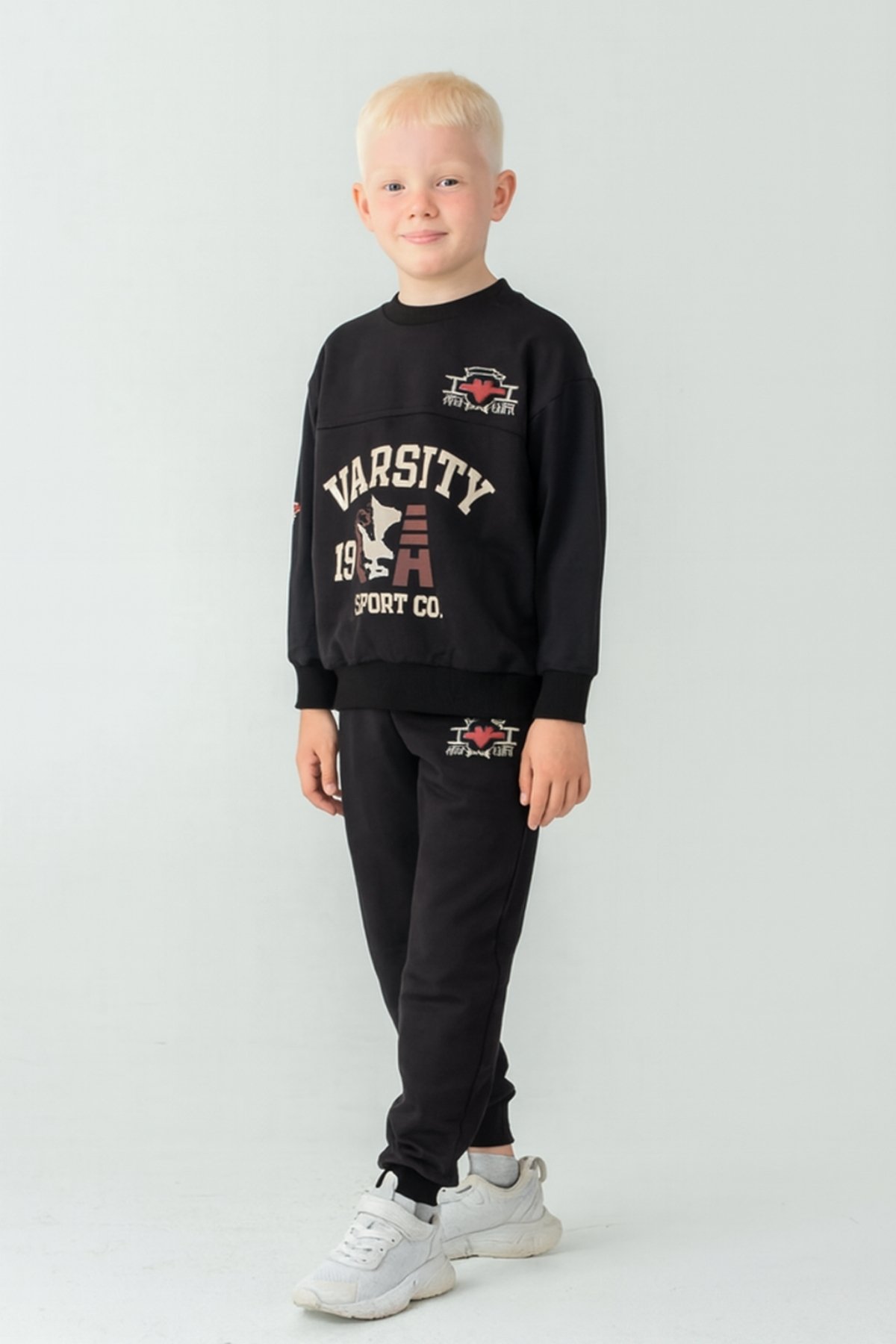 Erkek Çocuk Varsity Baskılı Alt Üst Eşofman Takımı Ak7959