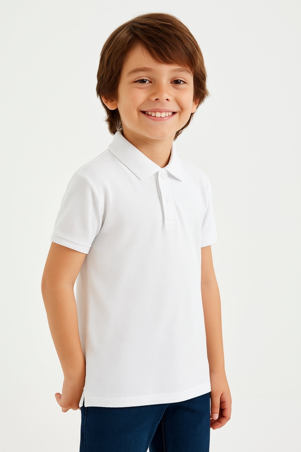 Erkek Çocuk Polo Yaka Basic Kısa Kollu Okul Tişört AK-6050