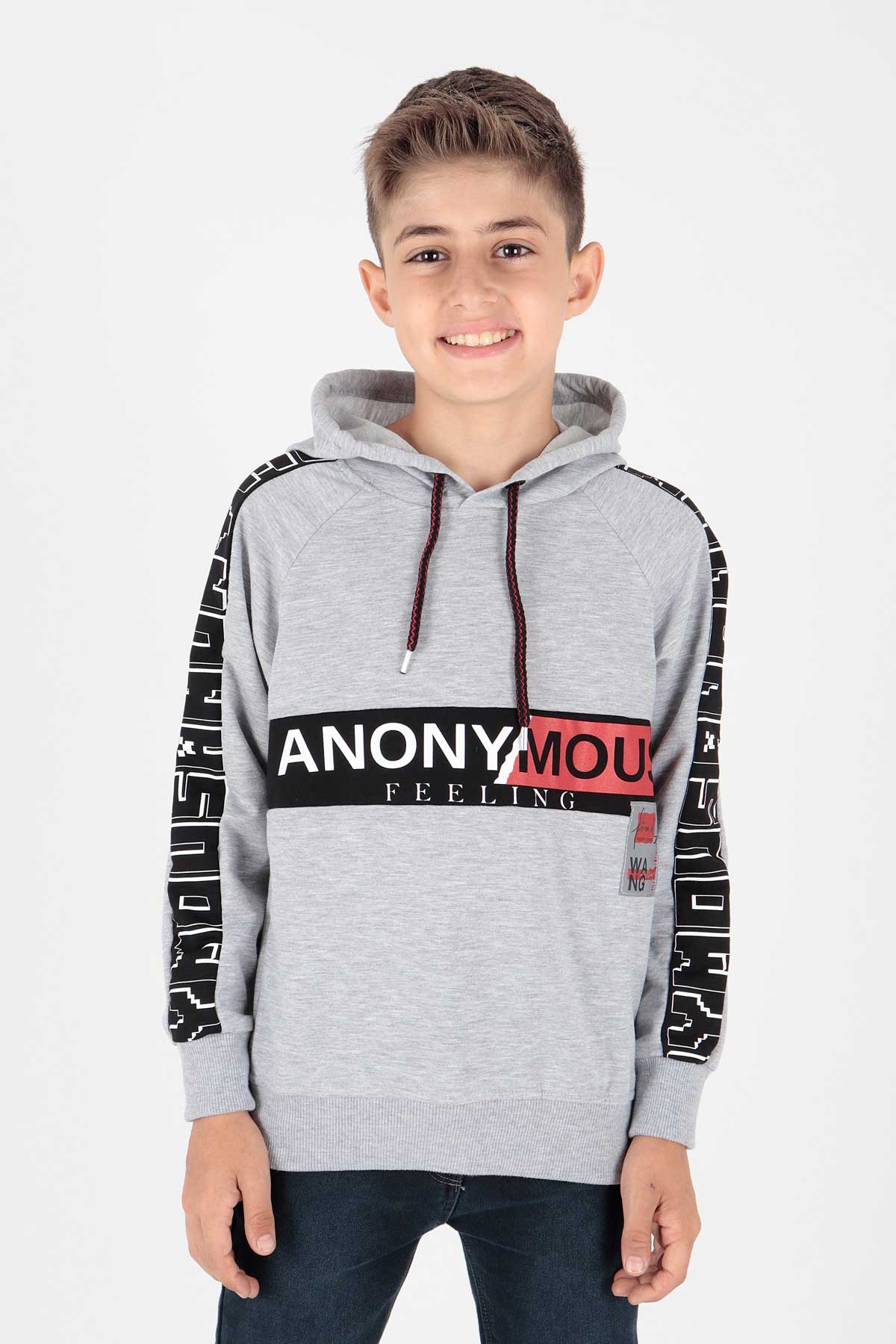 Ahenk Kids Erkek Çocuk Anonymous Baskılı Sweatshirt AK15177 - Gri