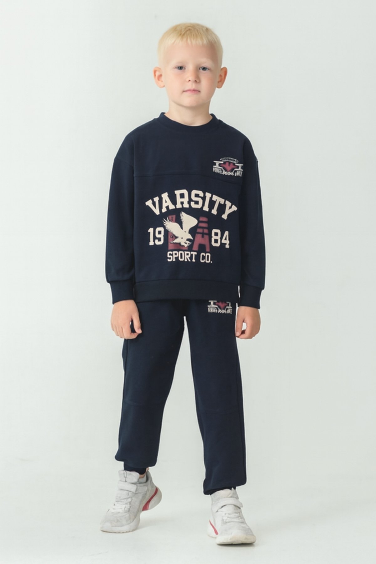 Erkek Çocuk Varsity Baskılı Alt Üst Eşofman Takımı Ak7959 - LACİVERT