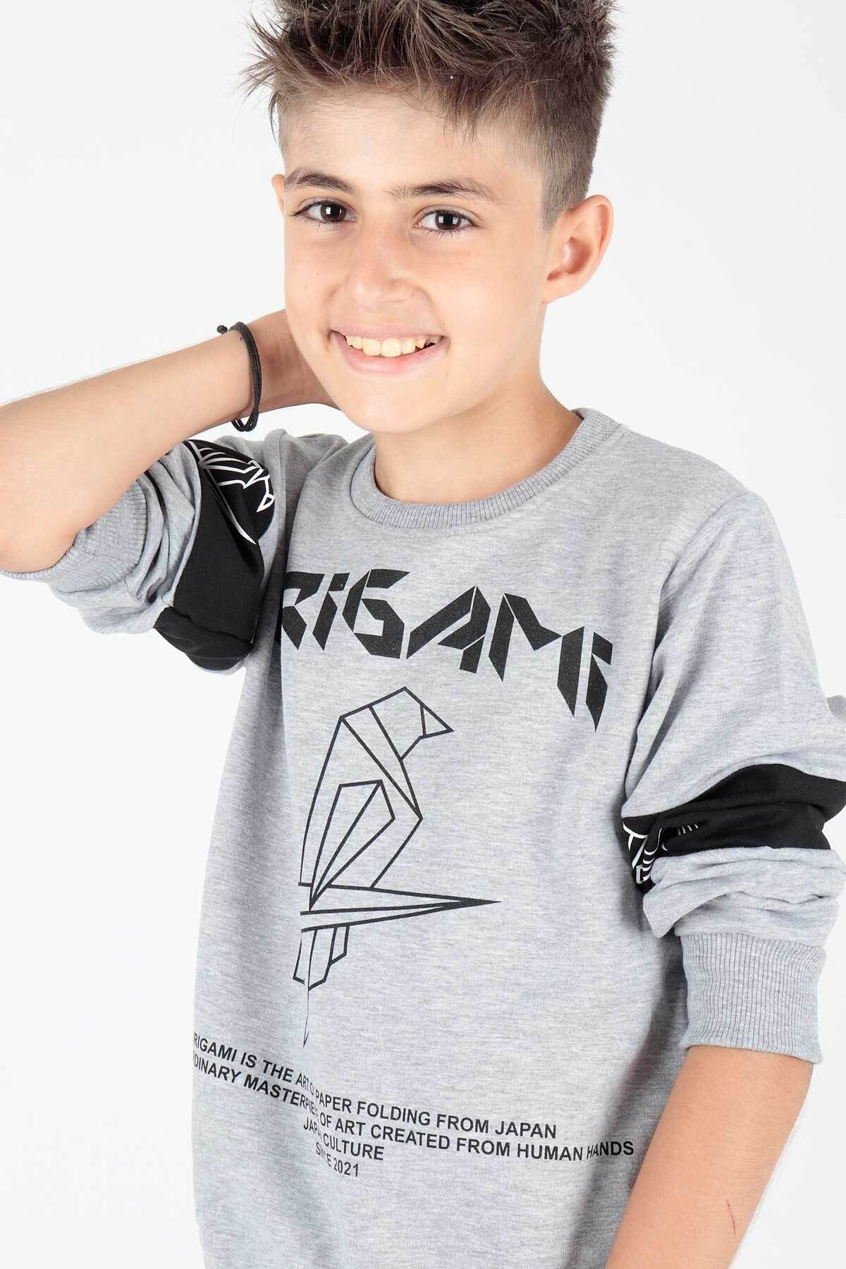 Ahenk Kids Origami Baskılı Erkek Sweat AK15160