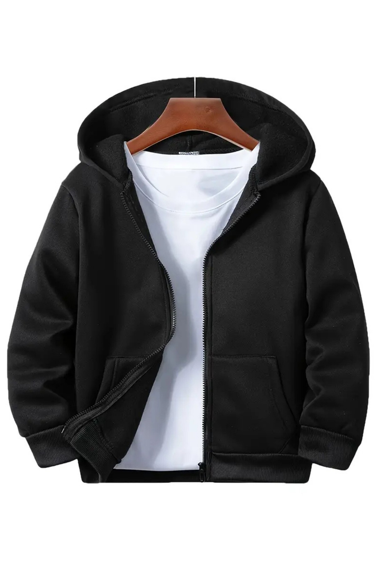 Kız - Erkek Çocuk Basic Fermuarlı Kalın 3 İplik Kışlık Okul Sweat Ak1815