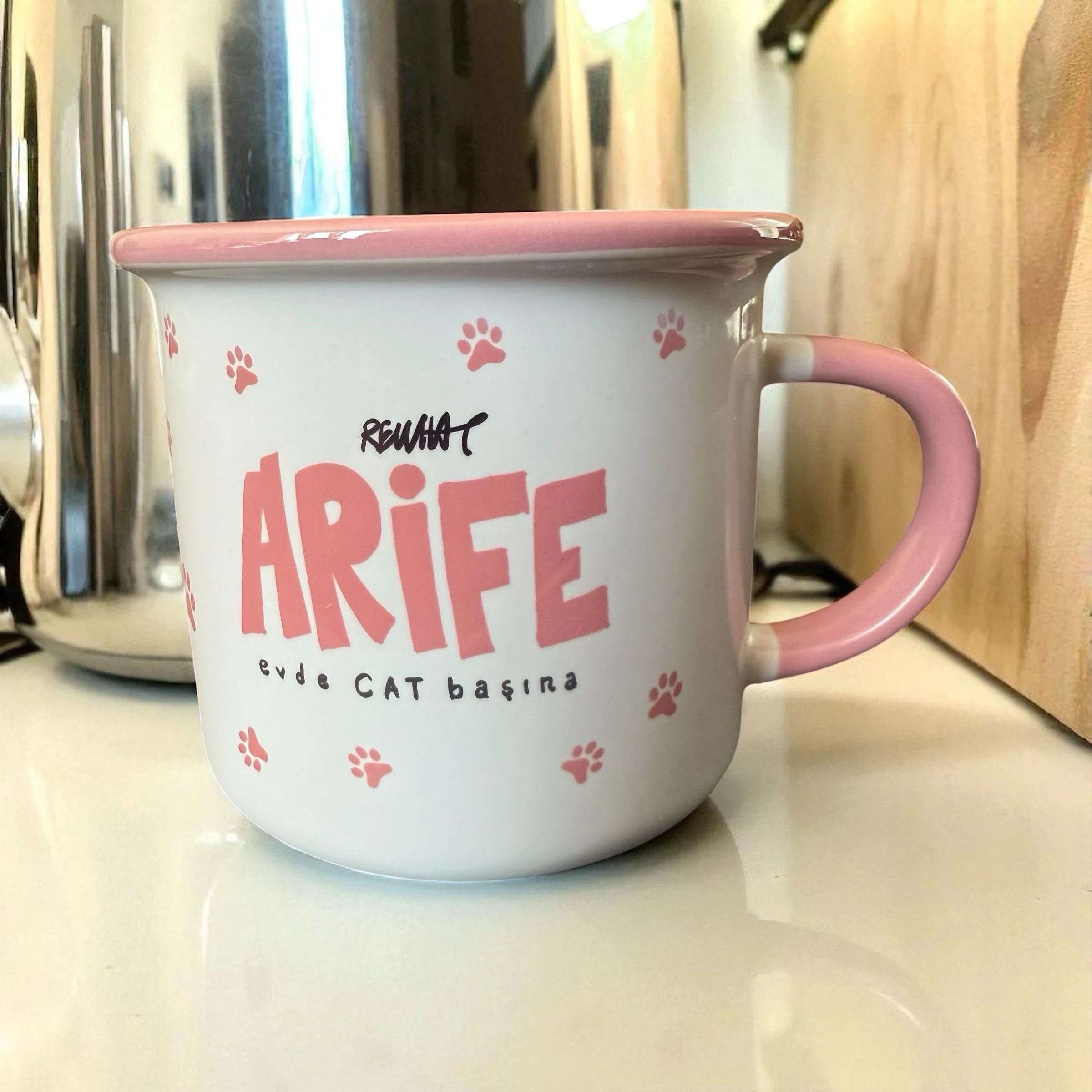 Pembe Enamel Emaye Kupa (Süblimasyon)