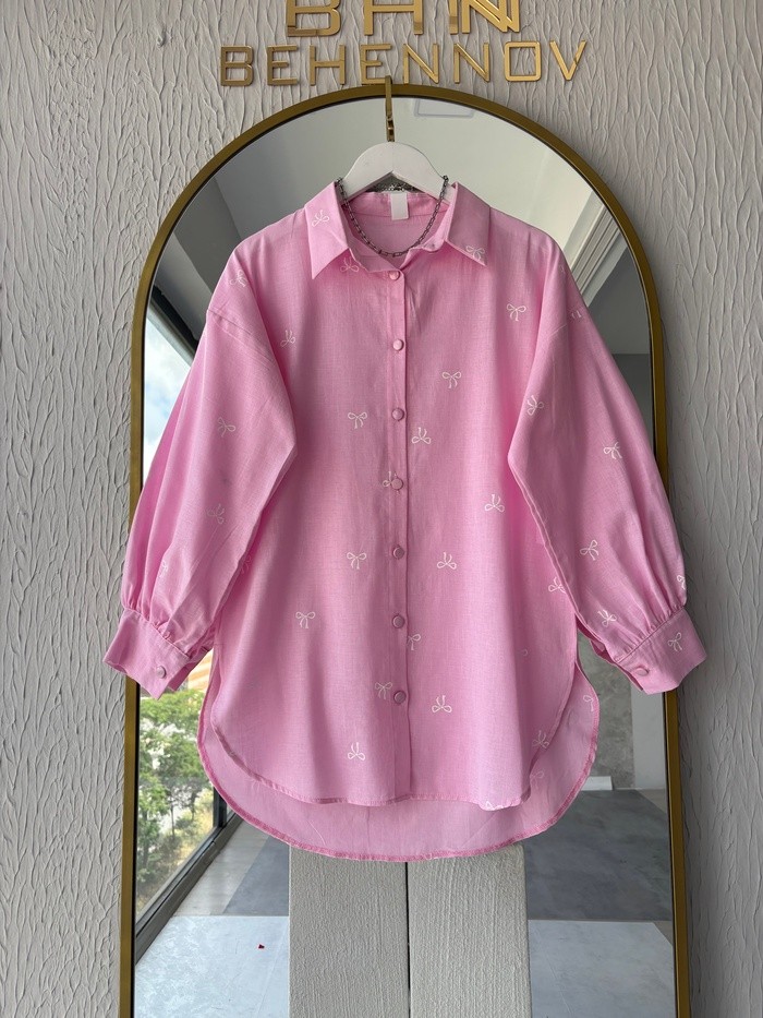 FİYONK DESEN GÖMLEK PEMBE