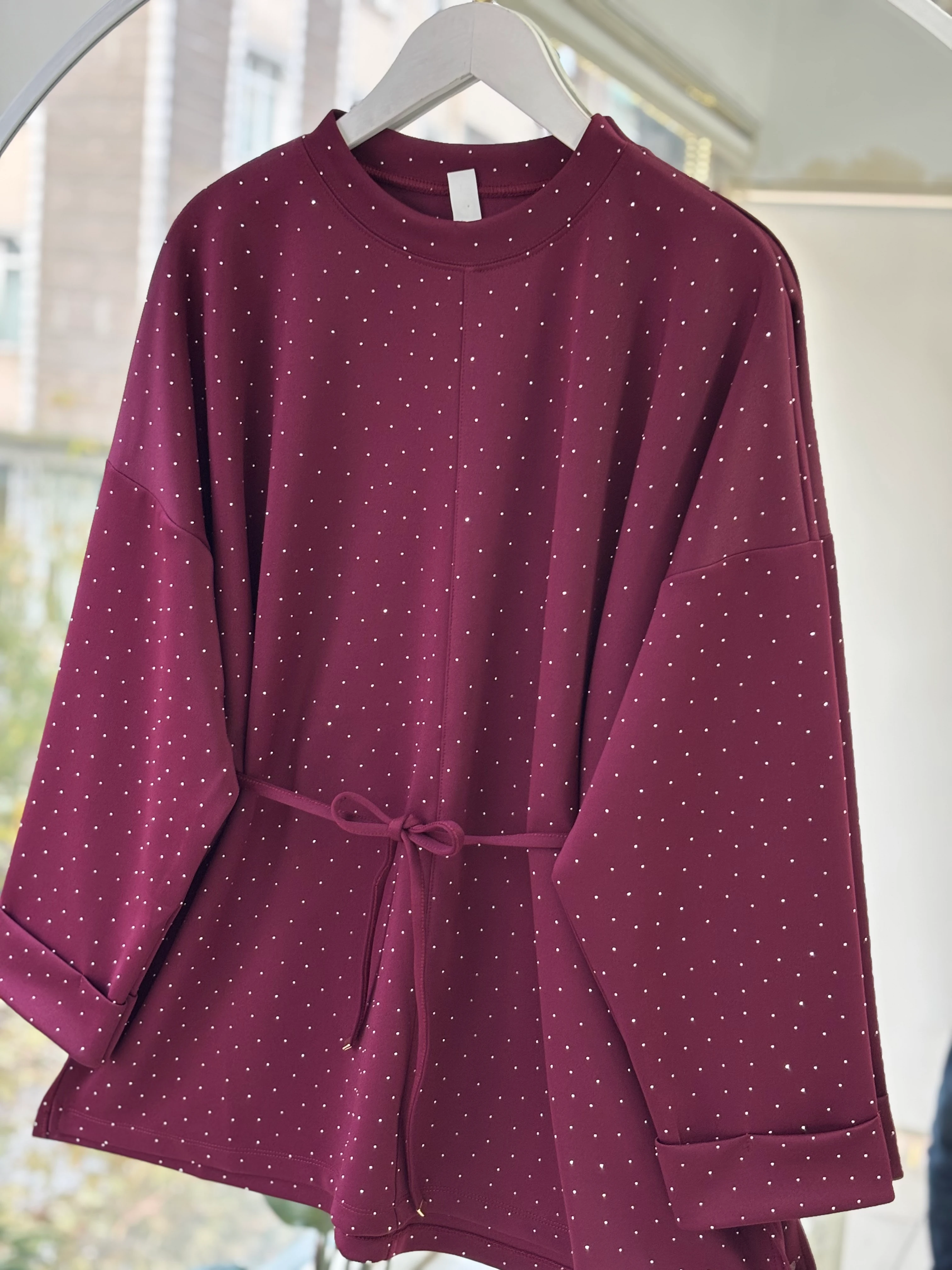 ARKA ÖN TAŞLI ALİN SCUBA SWEAT BORDO 