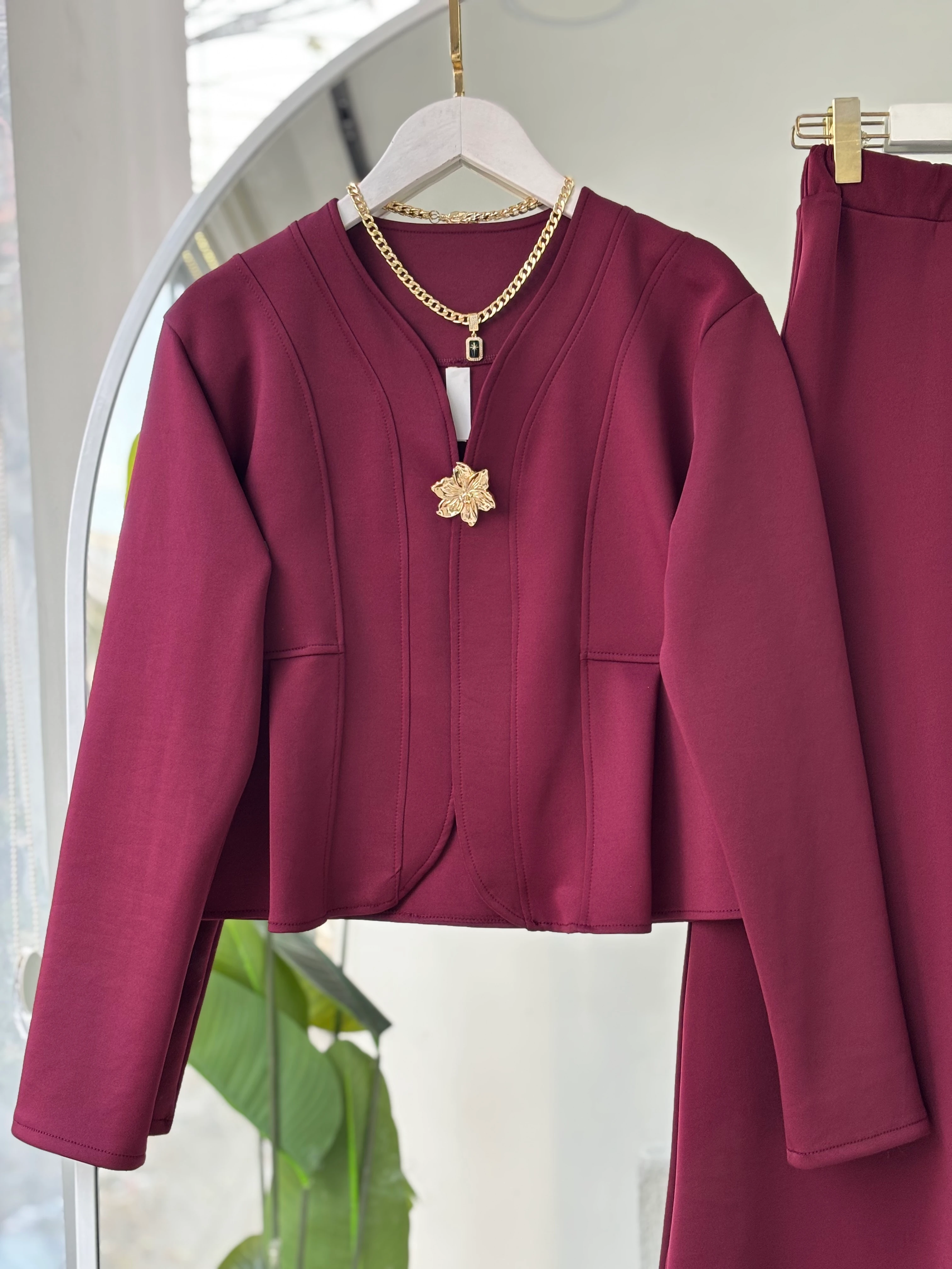 OLVİA BROŞ HEDİYELİ TAKIM - BORDO