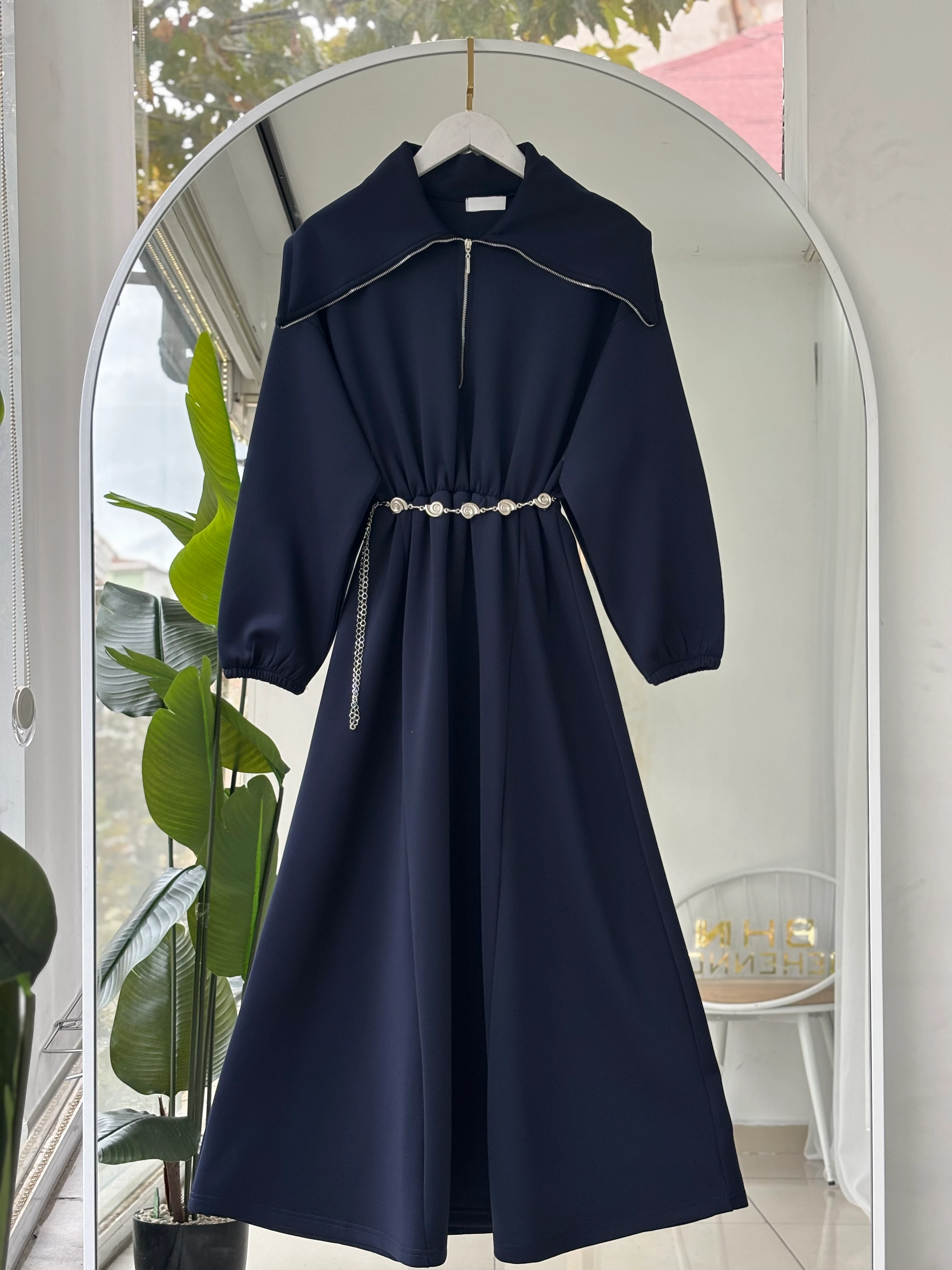 KEMER HEDİYELİ SCUBA VENDİ ELBİSE-LACİVERT