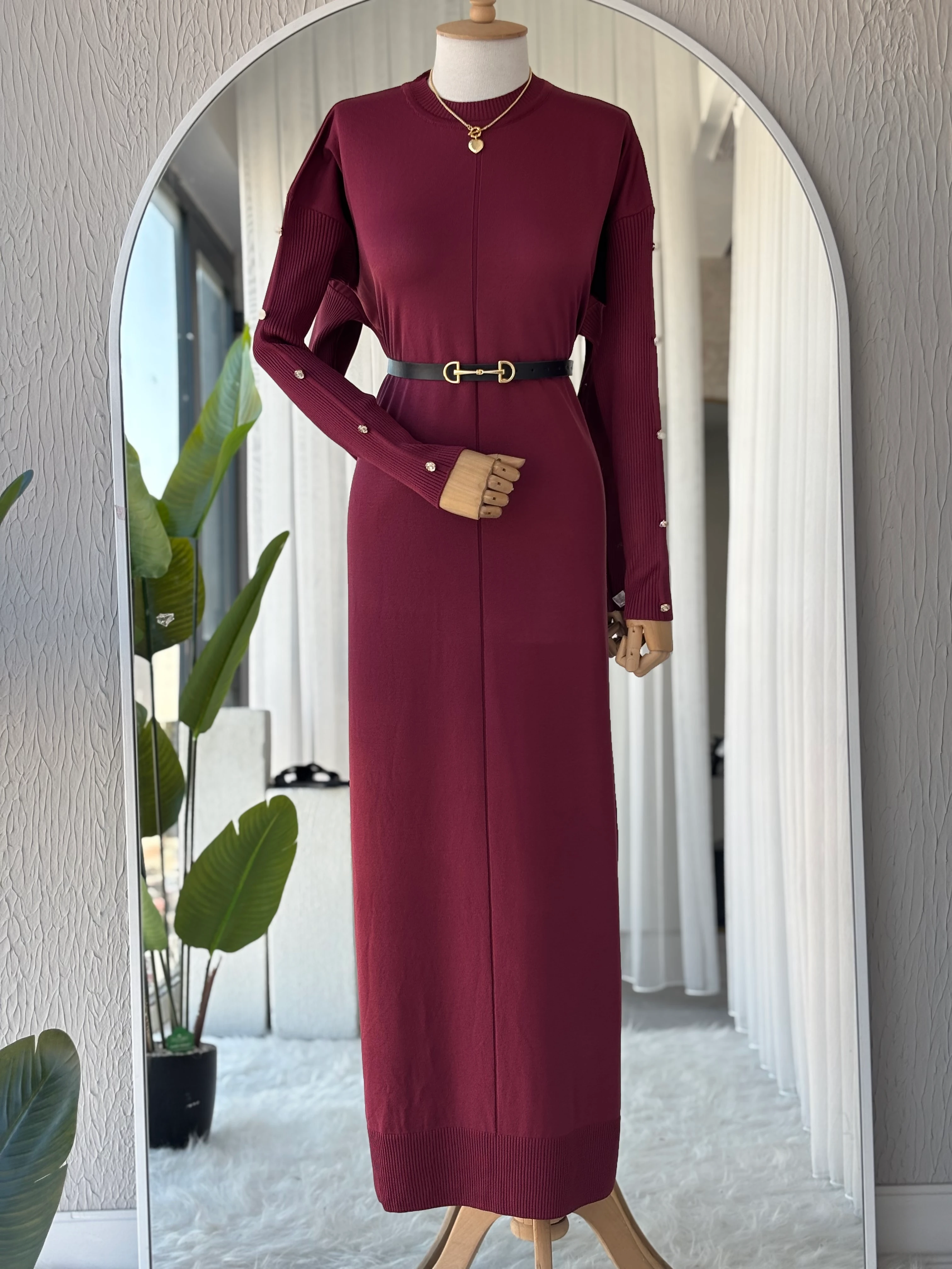 MERSERİZE TAŞ İŞLEMLİ ELBİSE