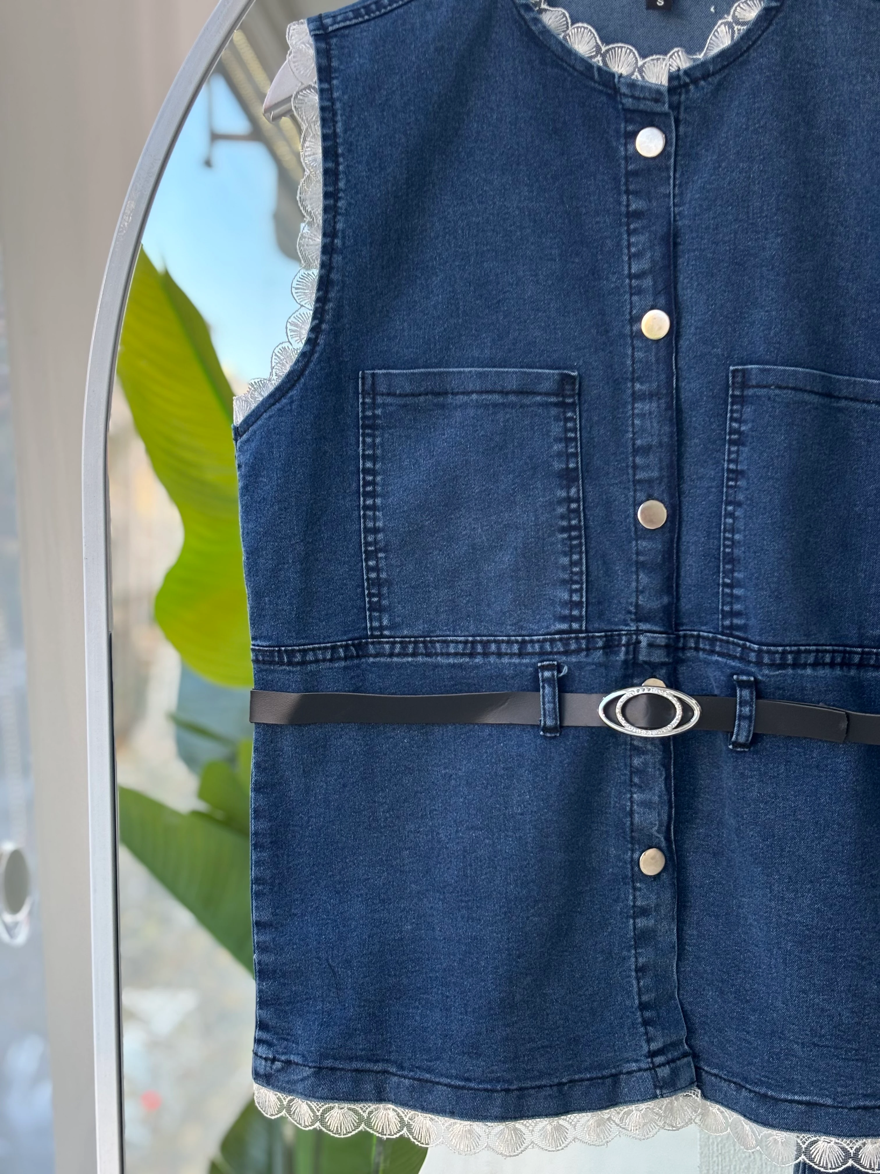 GÜPÜR DETAY KEMER HEDİYELİ DENİM TAKIM