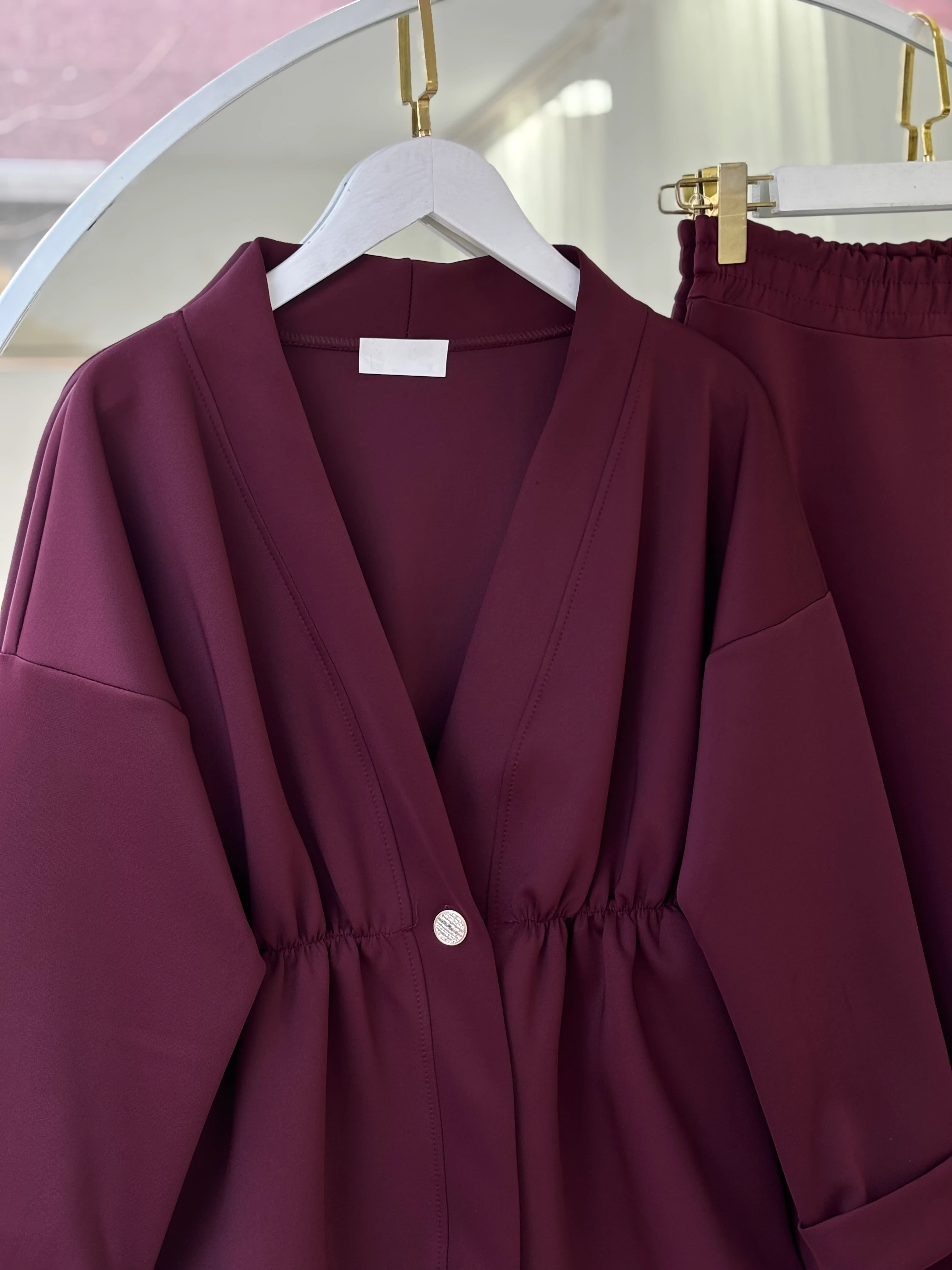 TEK DÜĞMELİ SCUBA KUMAŞ MAGE TAKIM BORDO