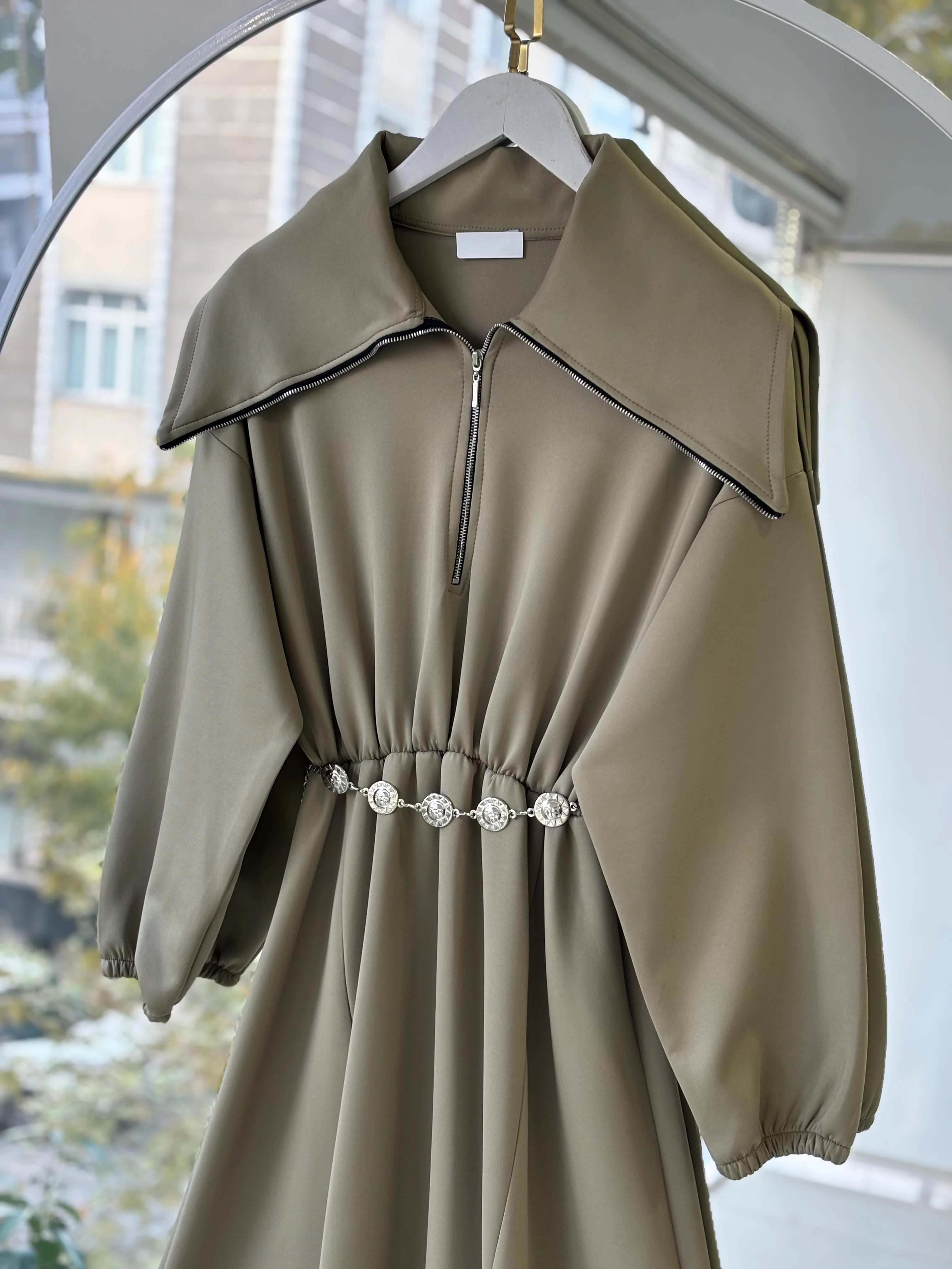 KEMER HEDİYELİ SCUBA VENDİ ELBİSE-YEŞİL