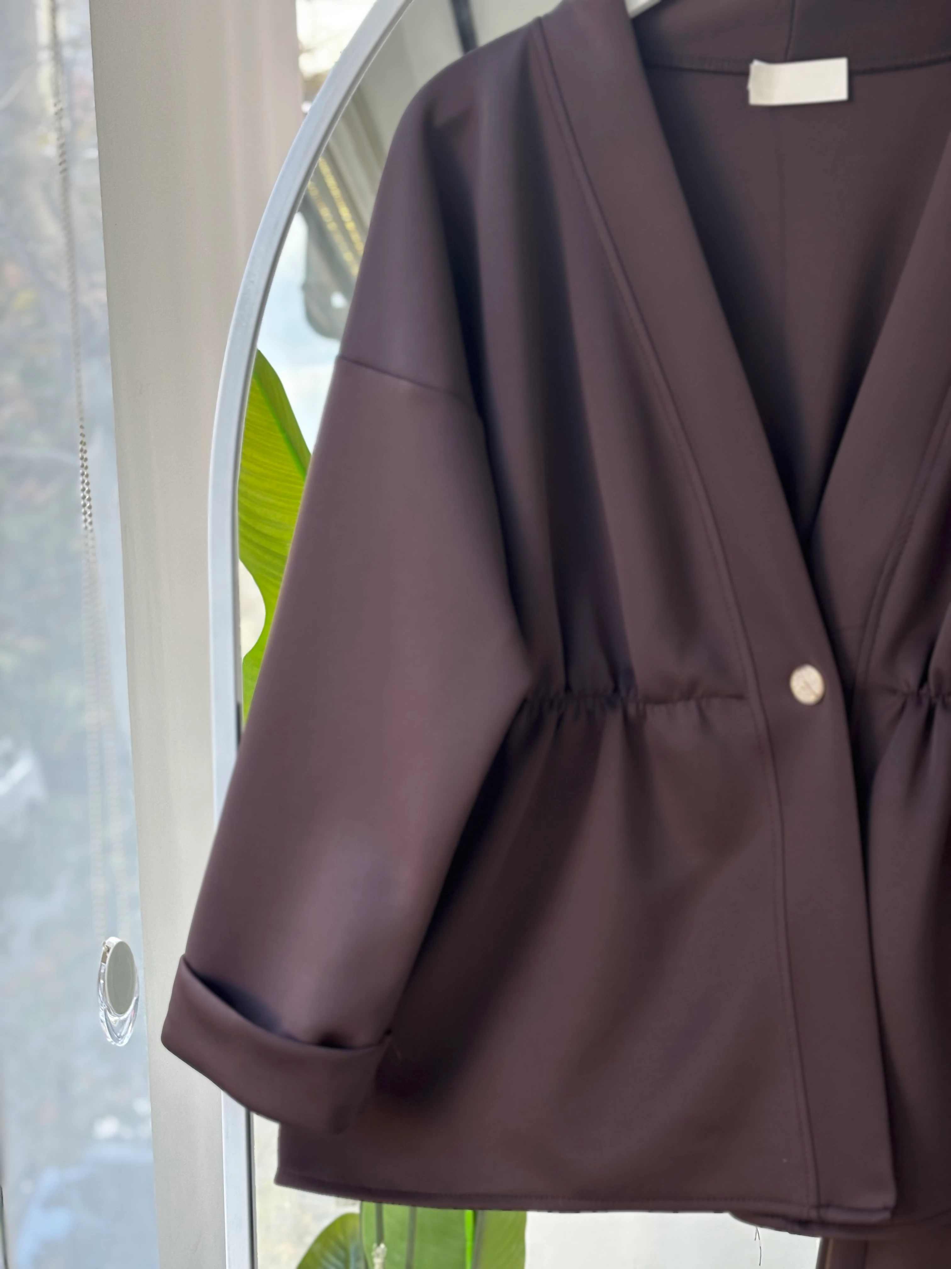 TEK DÜĞMELİ SCUBA KUMAŞ MAGE TAKIM KAHVERENGİ