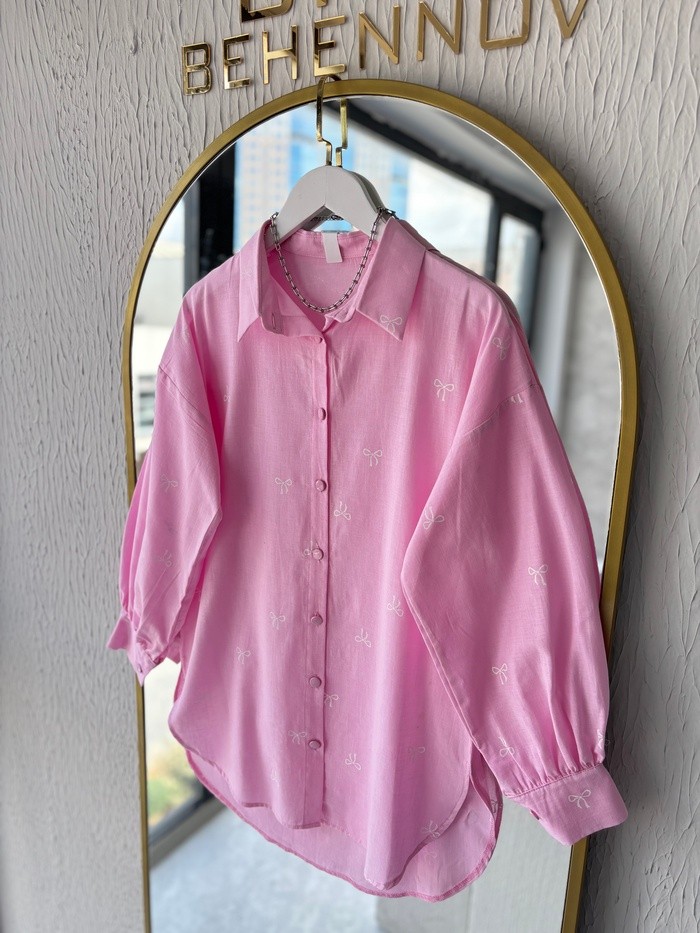 FİYONK DESEN GÖMLEK PEMBE