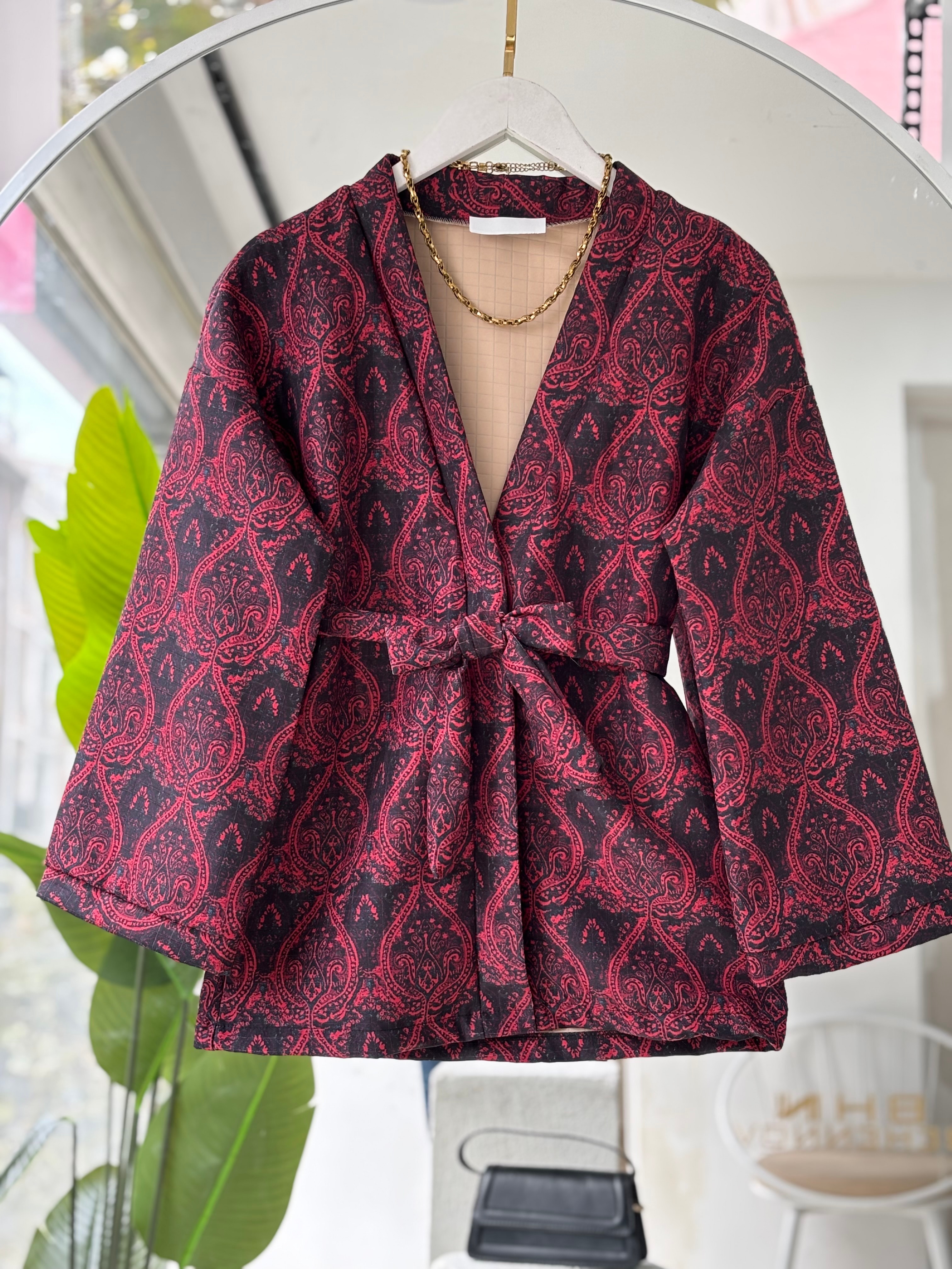 ETNİK DESEN KAPİTONE BERRY CEKET BORDO