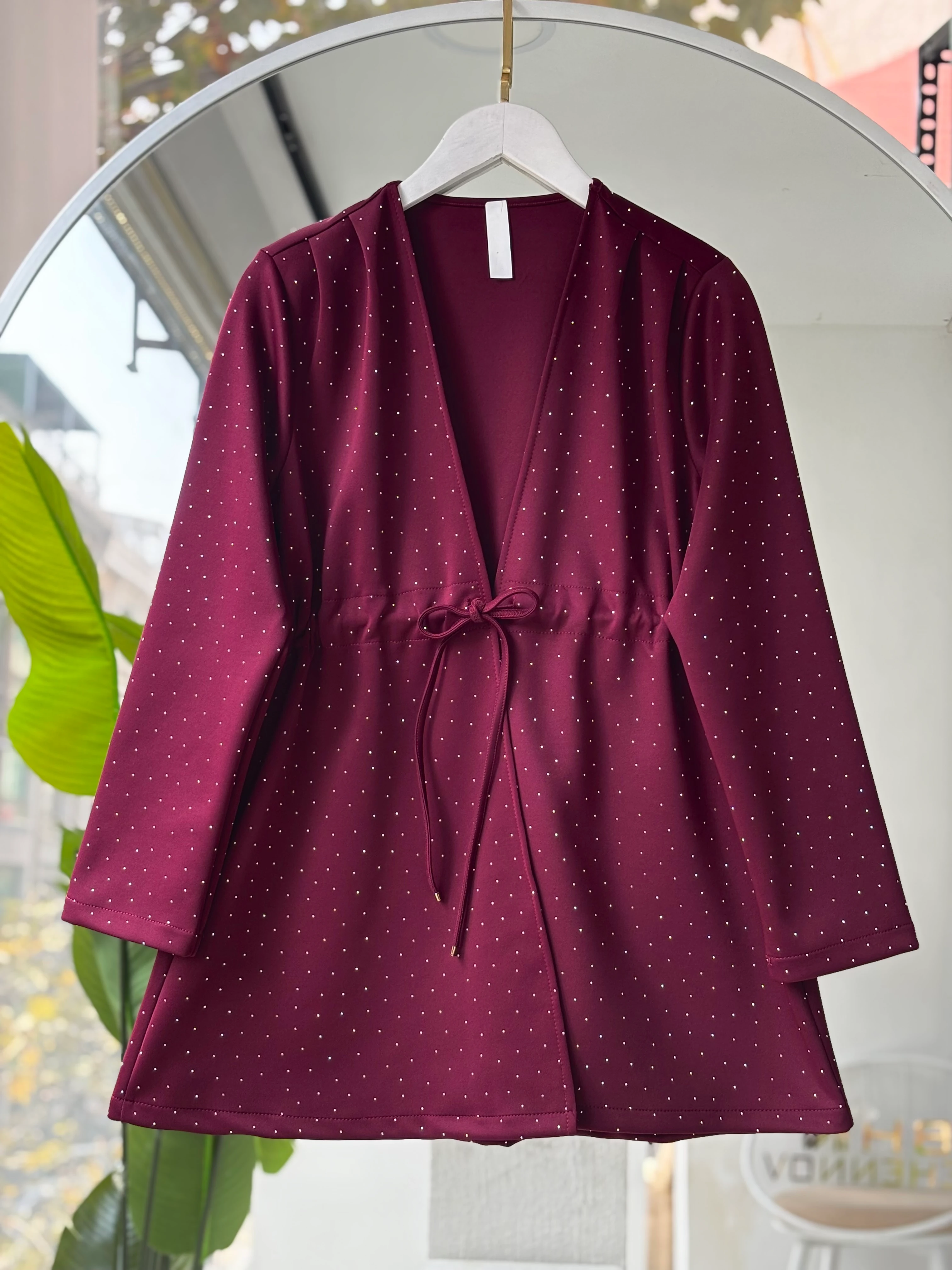 ARKA ÖN TAŞLI LİA SCUBA CEKET BORDO