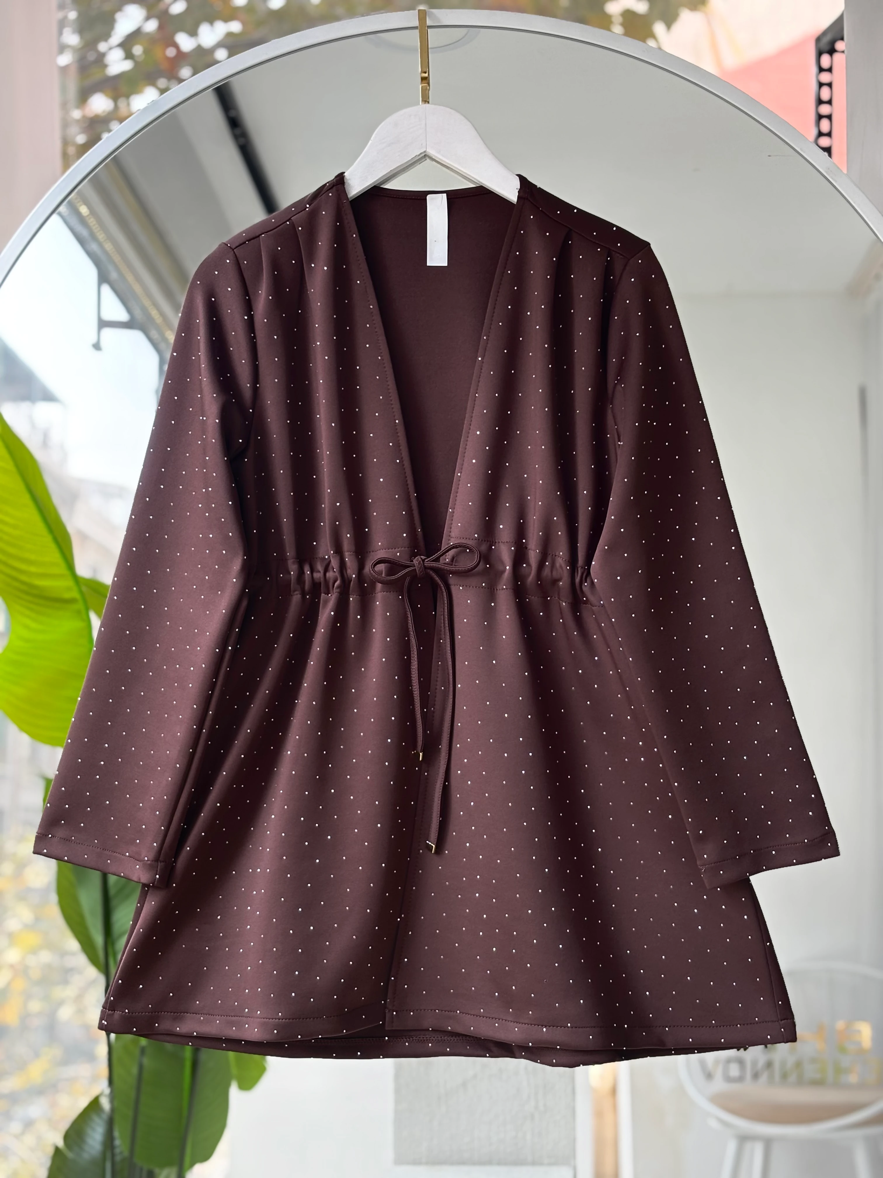 ARKA ÖN TAŞLI LİA SCUBA CEKET KAHVERENGİ