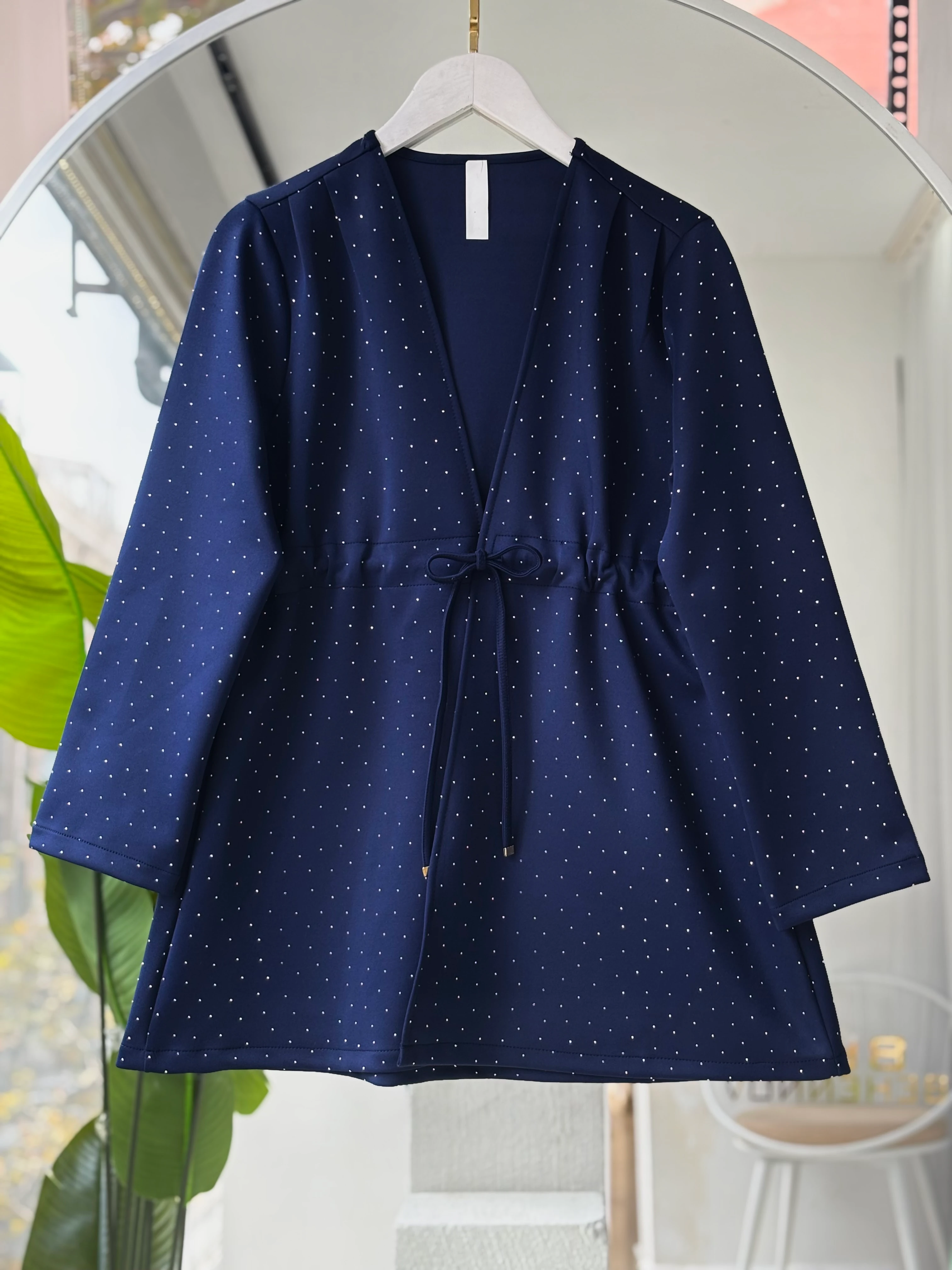 ARKA ÖN TAŞLI LİA SCUBA CEKET LACİVERT