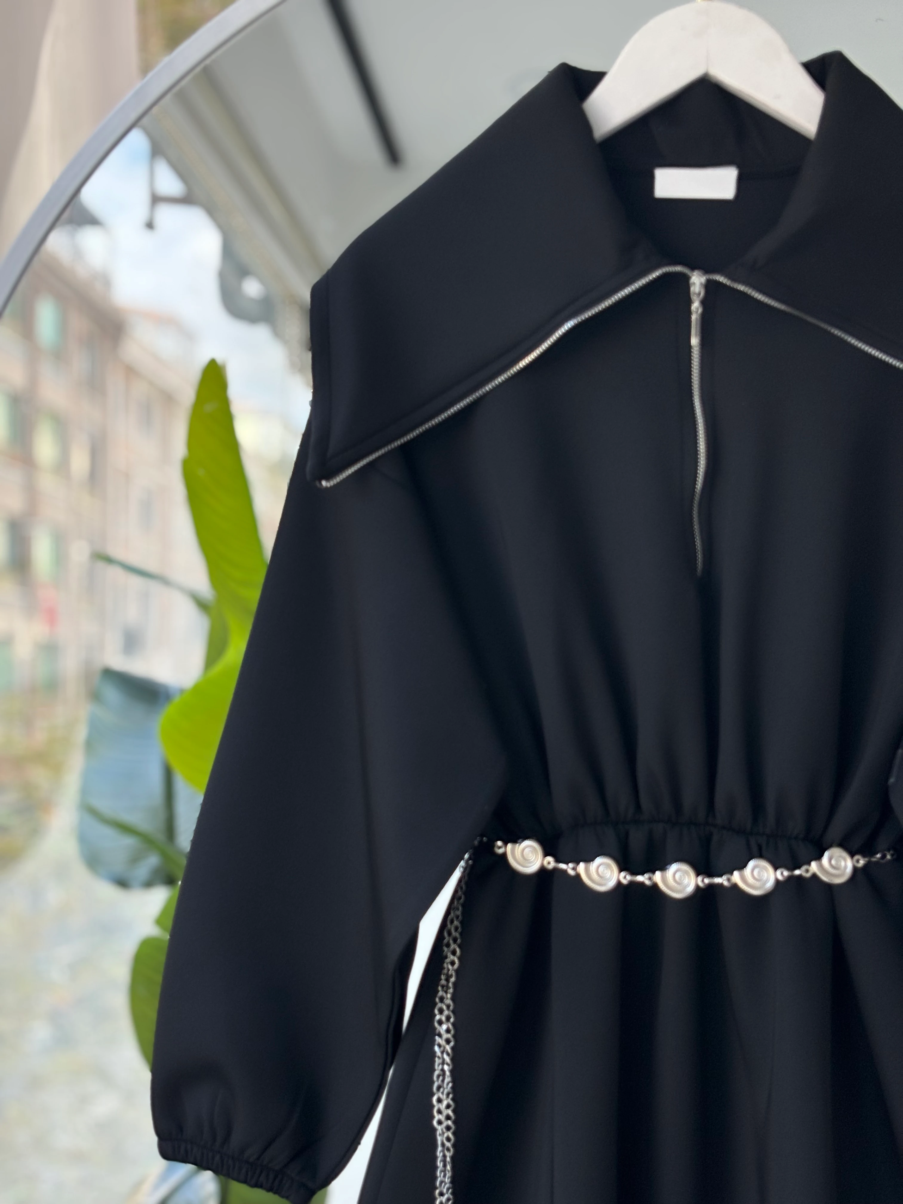 KEMER HEDİYELİ SCUBA VENDİ ELBİSE-SİYAH