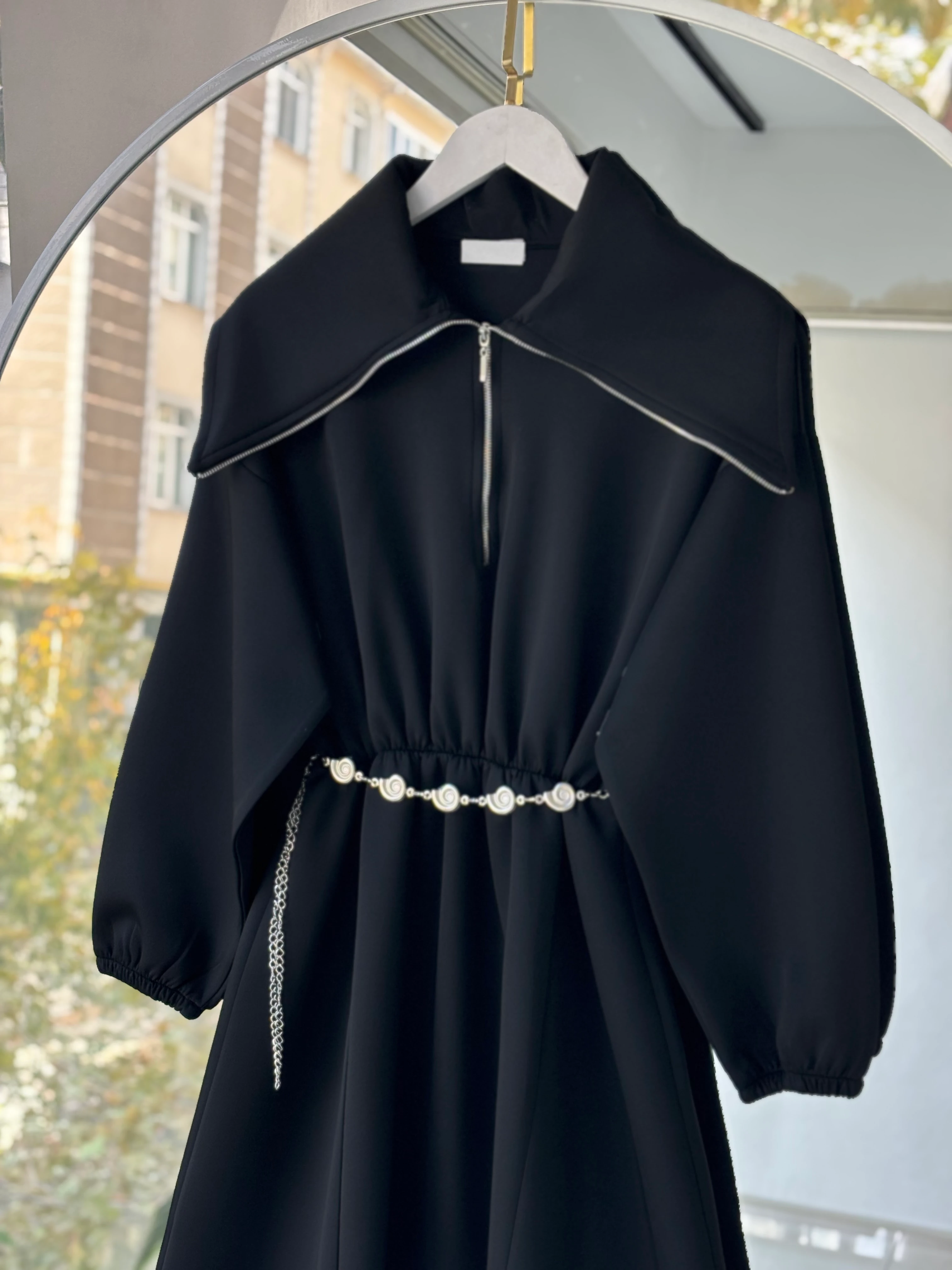 KEMER HEDİYELİ SCUBA VENDİ ELBİSE-SİYAH